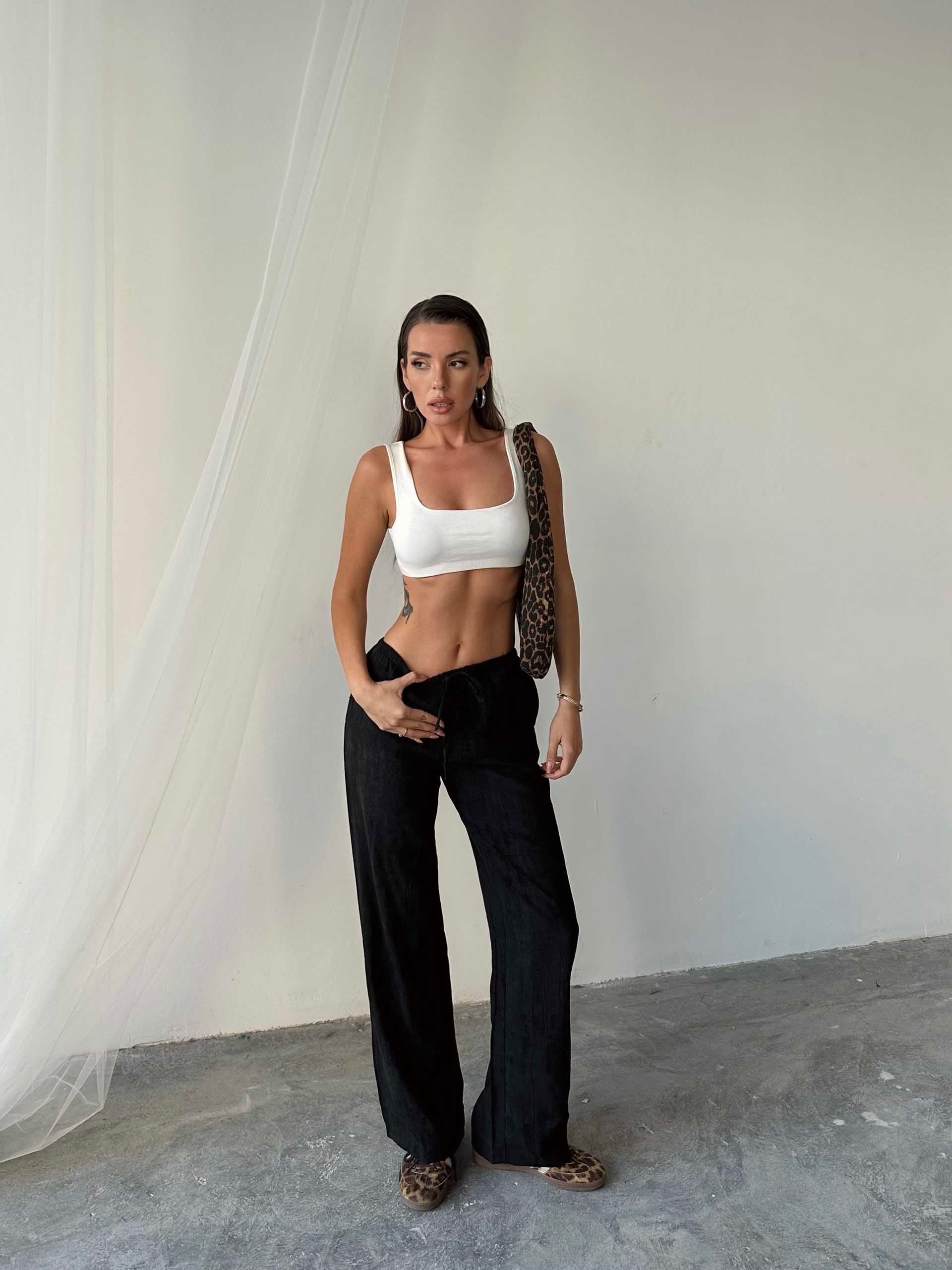 Yvette Massimo Dutti Rahat Kesim Pantolon Siyah