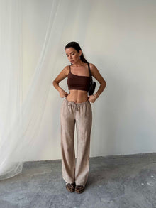 Yvette Massimo Dutti Rahat Kesim Pantolon Koyu Bej