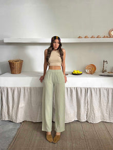 Talia Organik Müslin Kumaş Pantolon Mint Yeşili