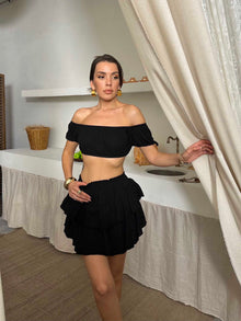 Dora İkili Müslin Kumaş Takım Siyah