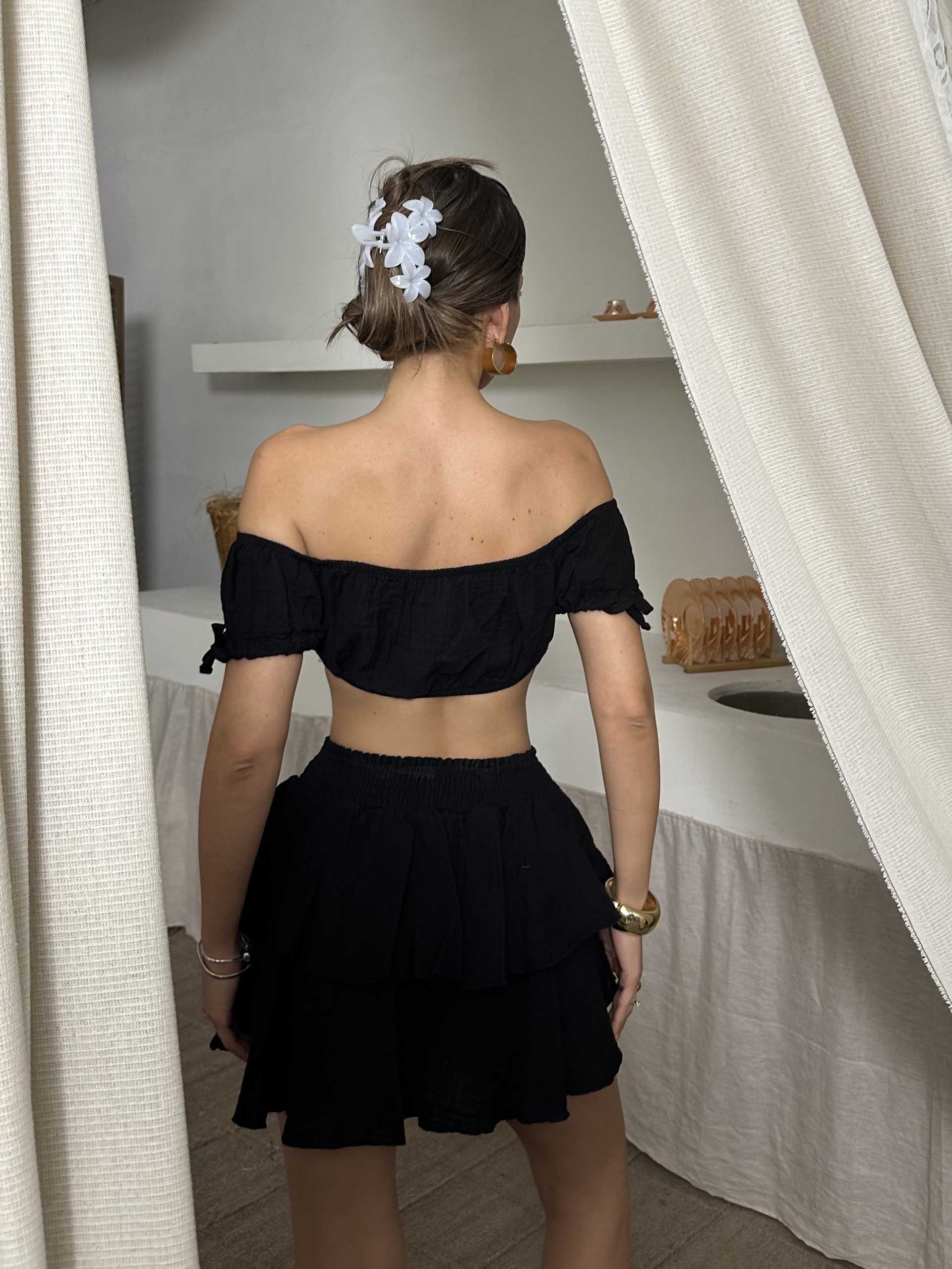 Dora İkili Müslin Kumaş Takım Siyah