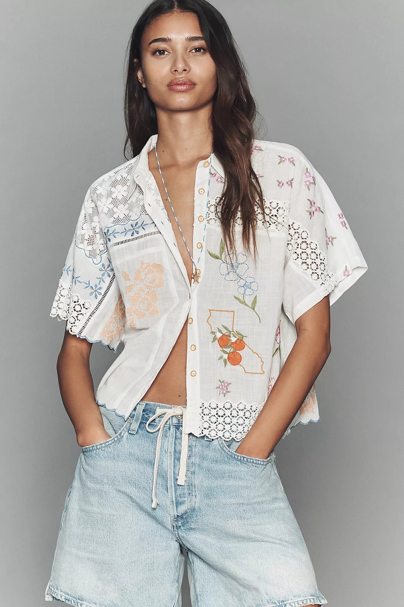 Anthropologie Floral Cotton