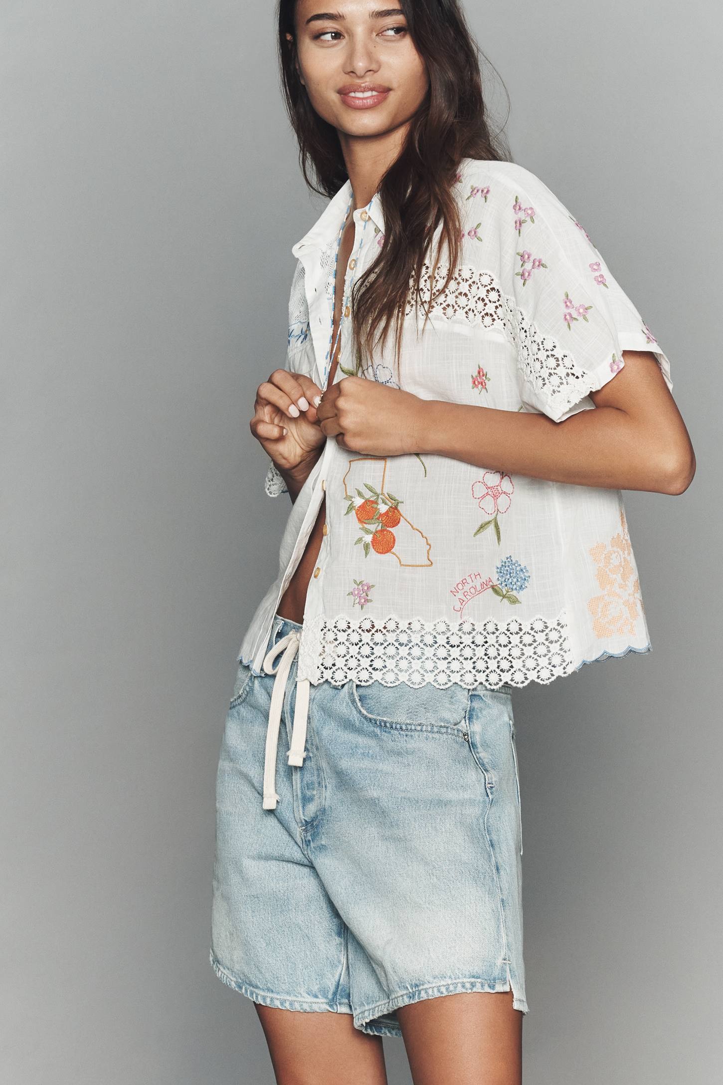 Anthropologie Floral Cotton