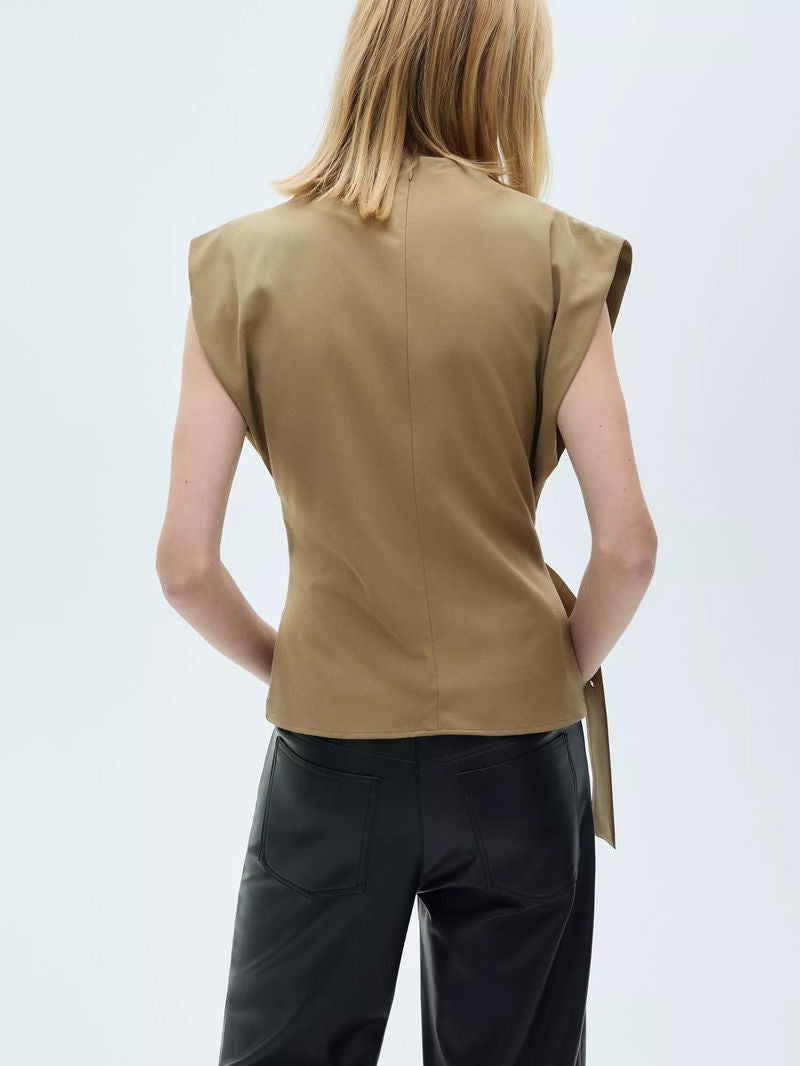 Angela Draped High Neck Blouse