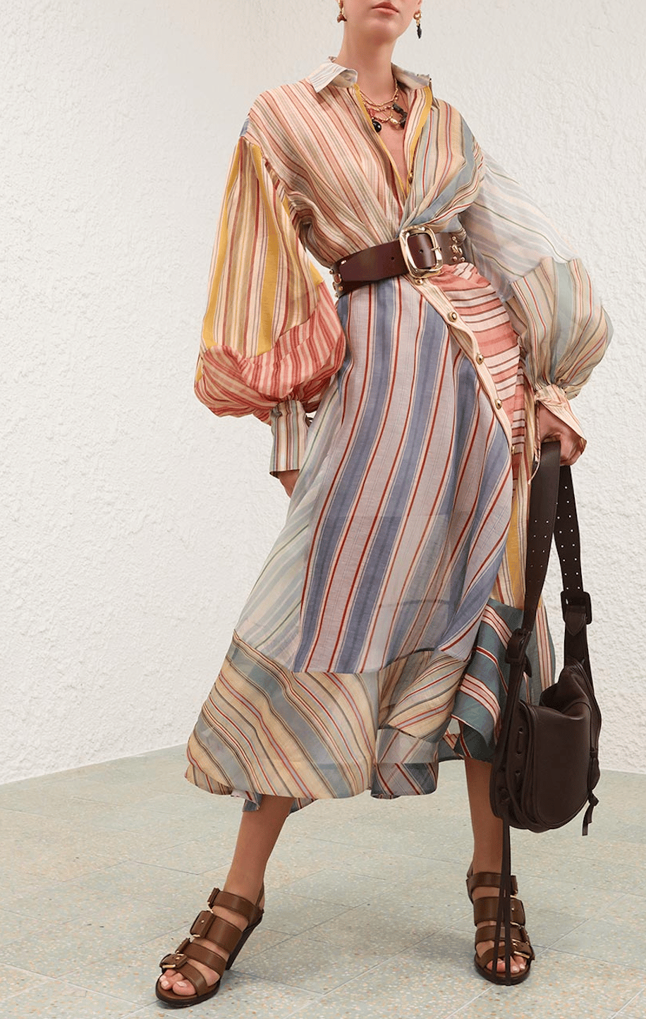 Rebellion Striped Linen And Silk Dress