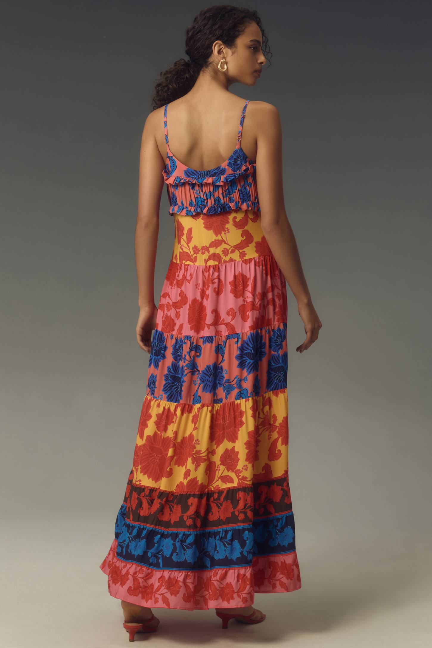 Button Front Tiered Maxi Dress