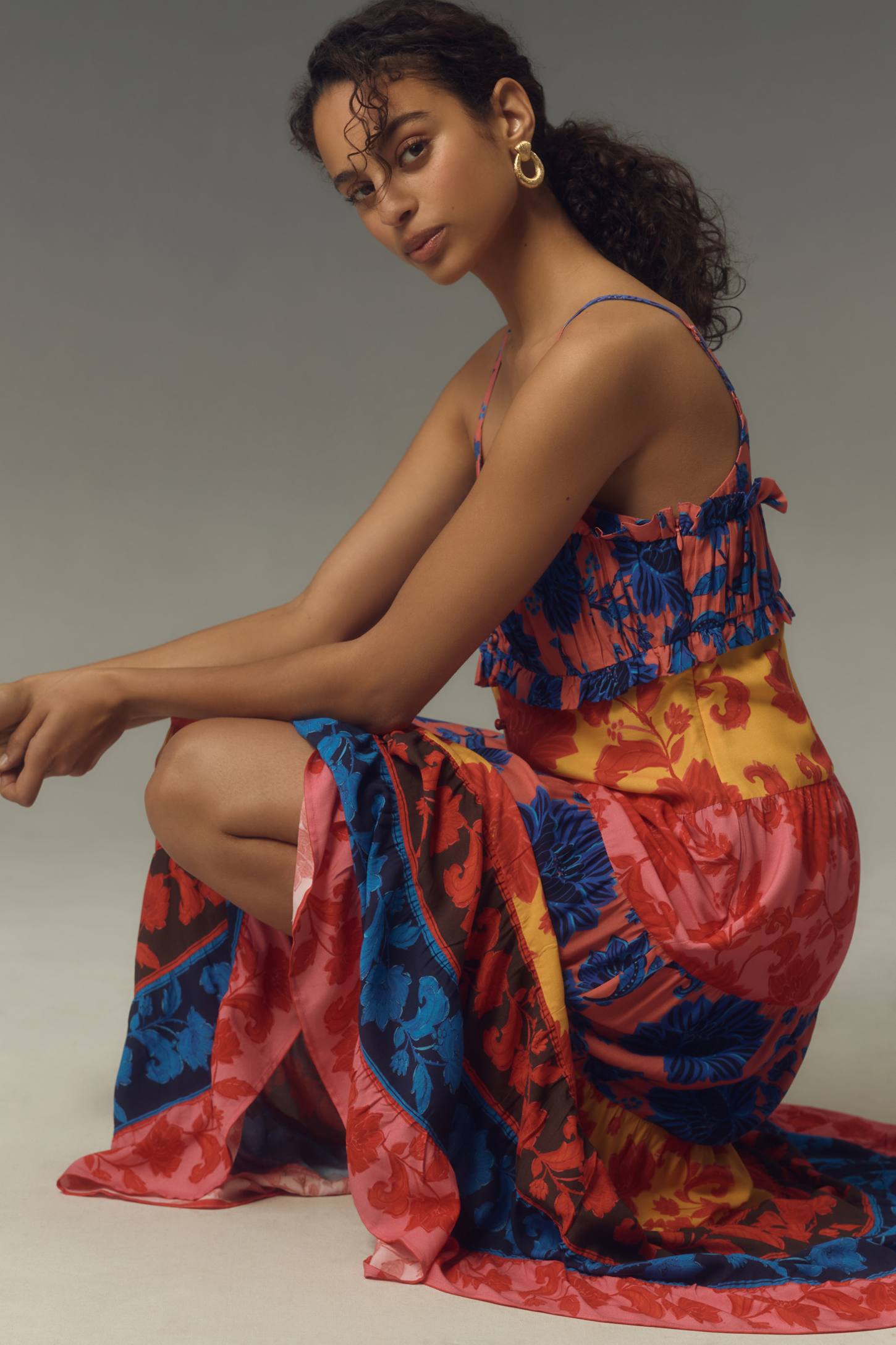 Button Front Tiered Maxi Dress