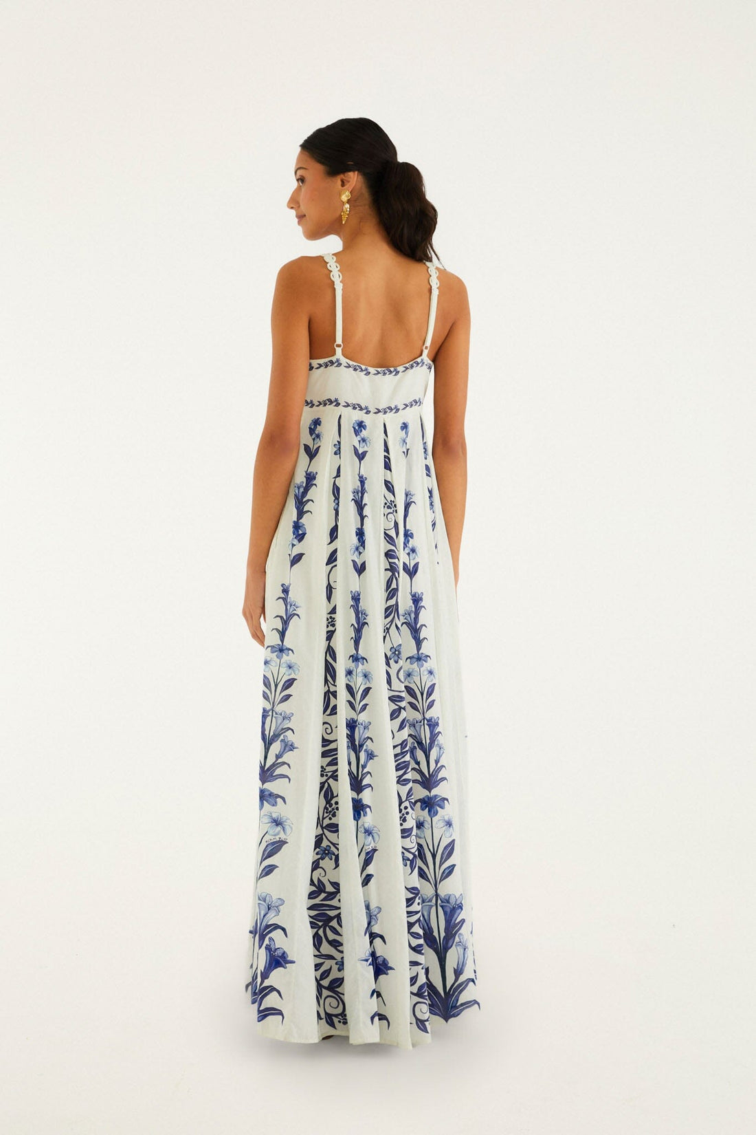 Farm Rio Off White Flowers Arch Pleats Dress