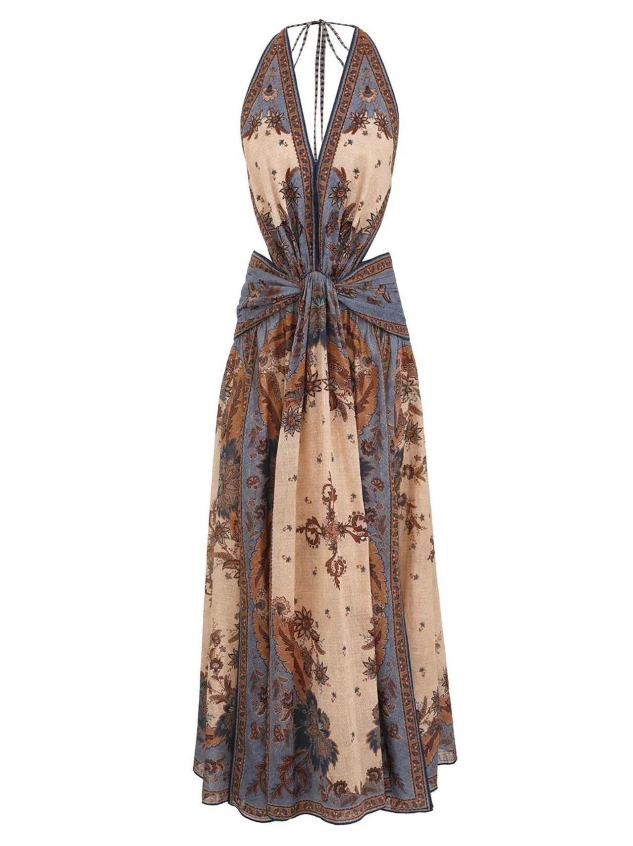 Ascension Plunge Halter Maxi Dress
