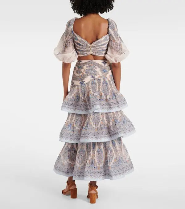 Paisley Pleated Maxi Dress