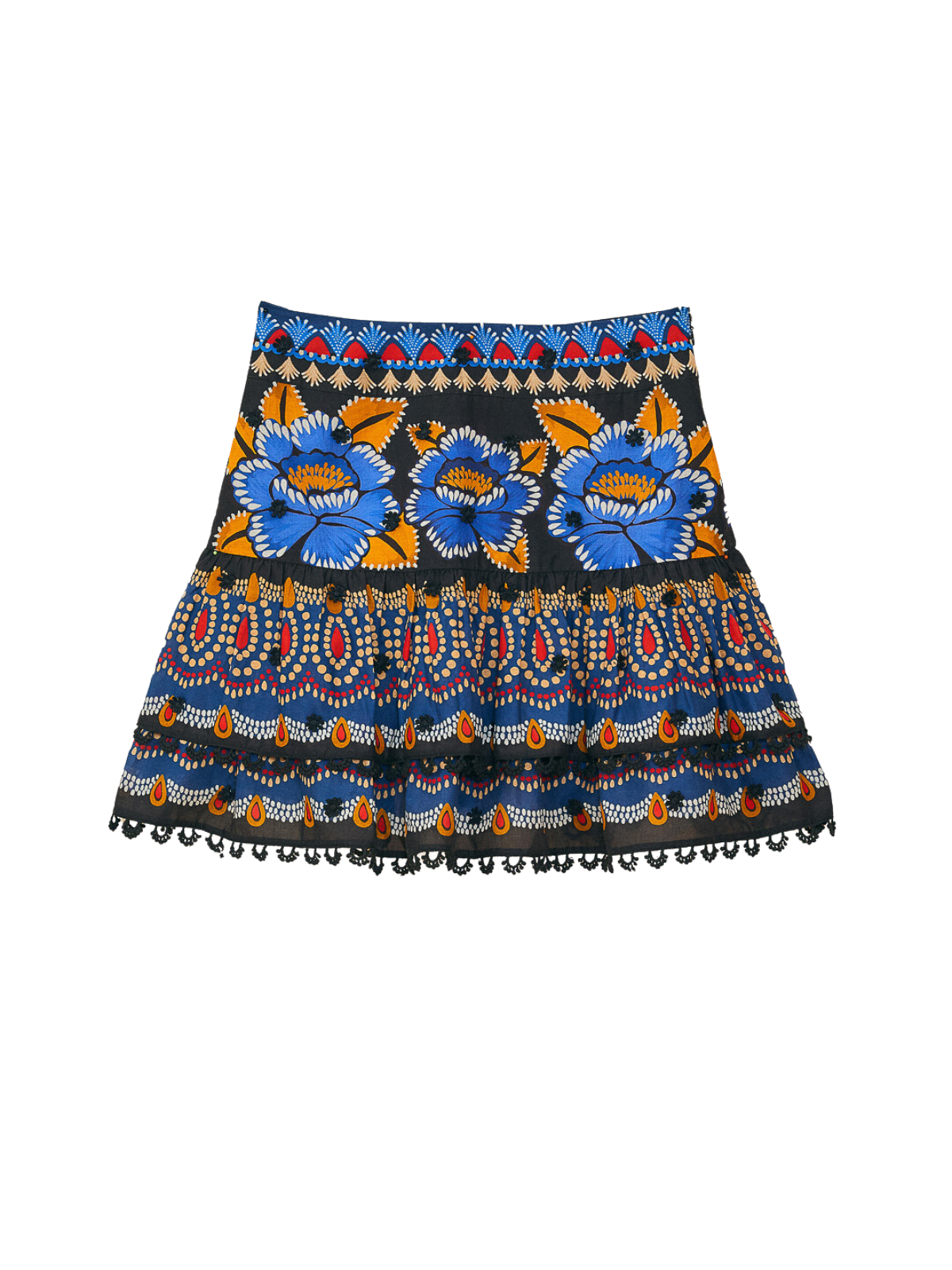 Farm Rio Vibrant Black and Blue Skirt
