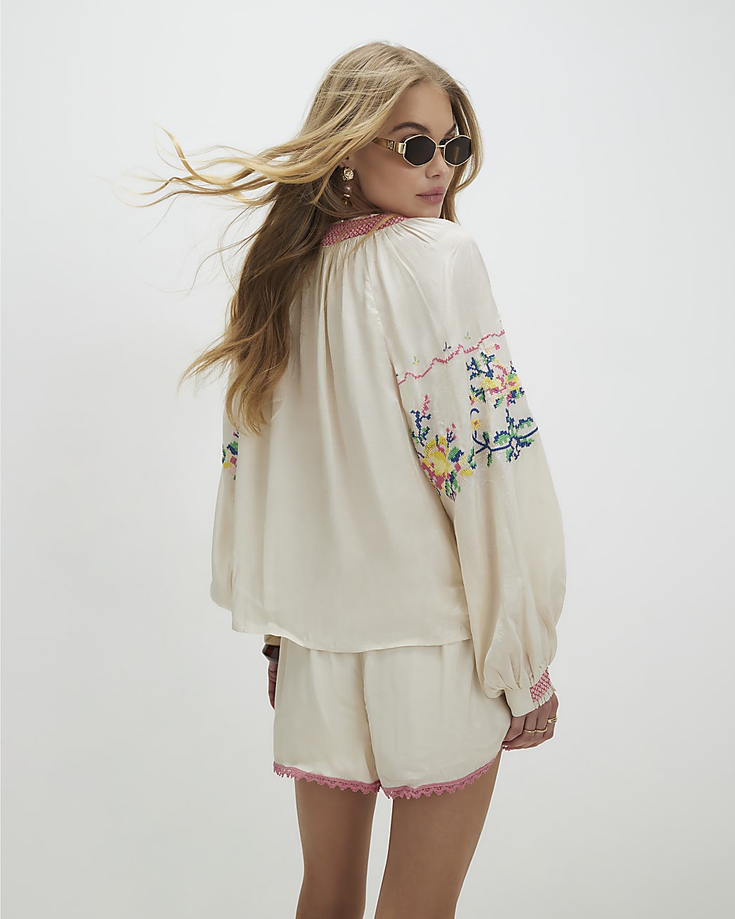 Cream Floral Embroidered