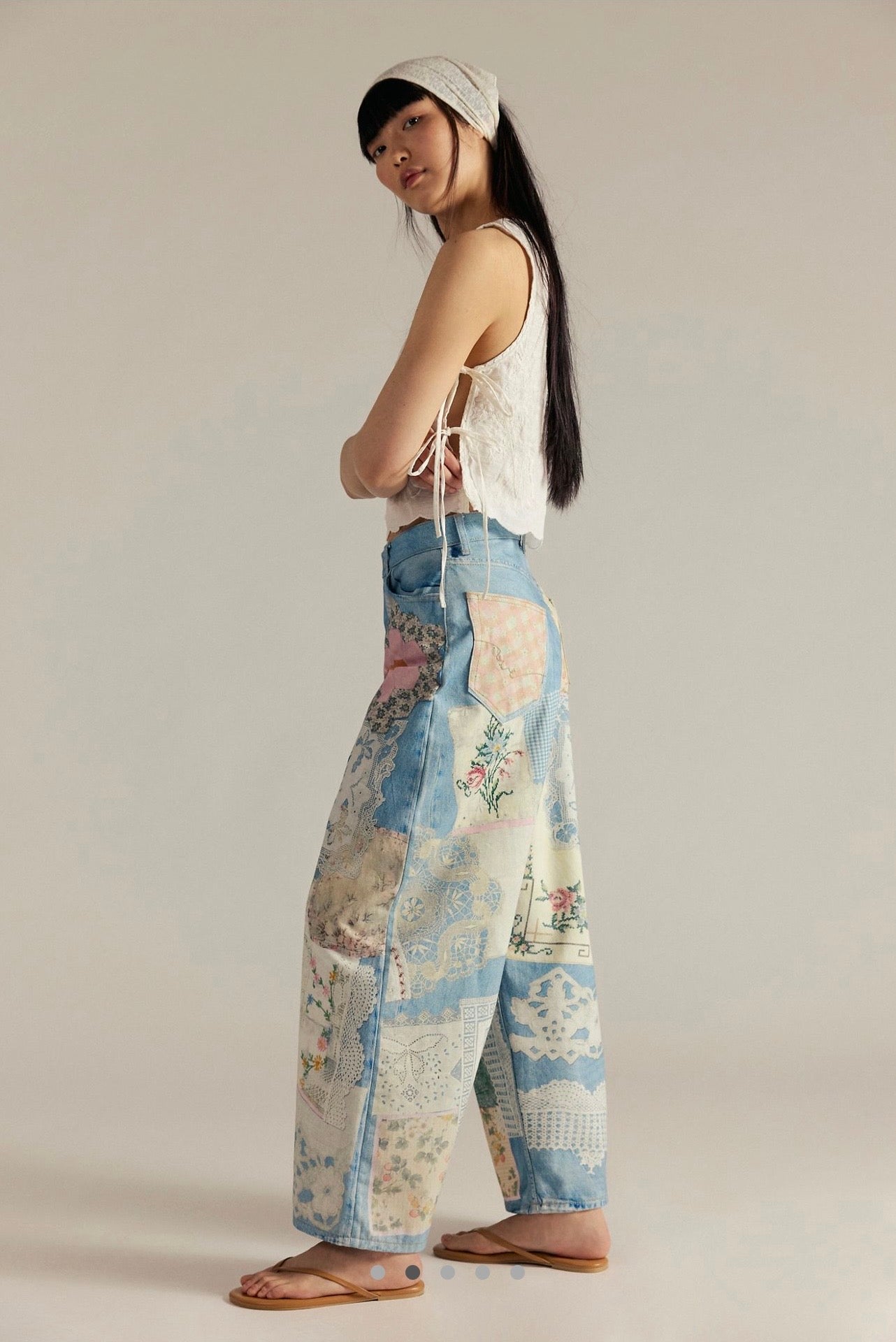 İthal Patchwork Relaxed Jean
