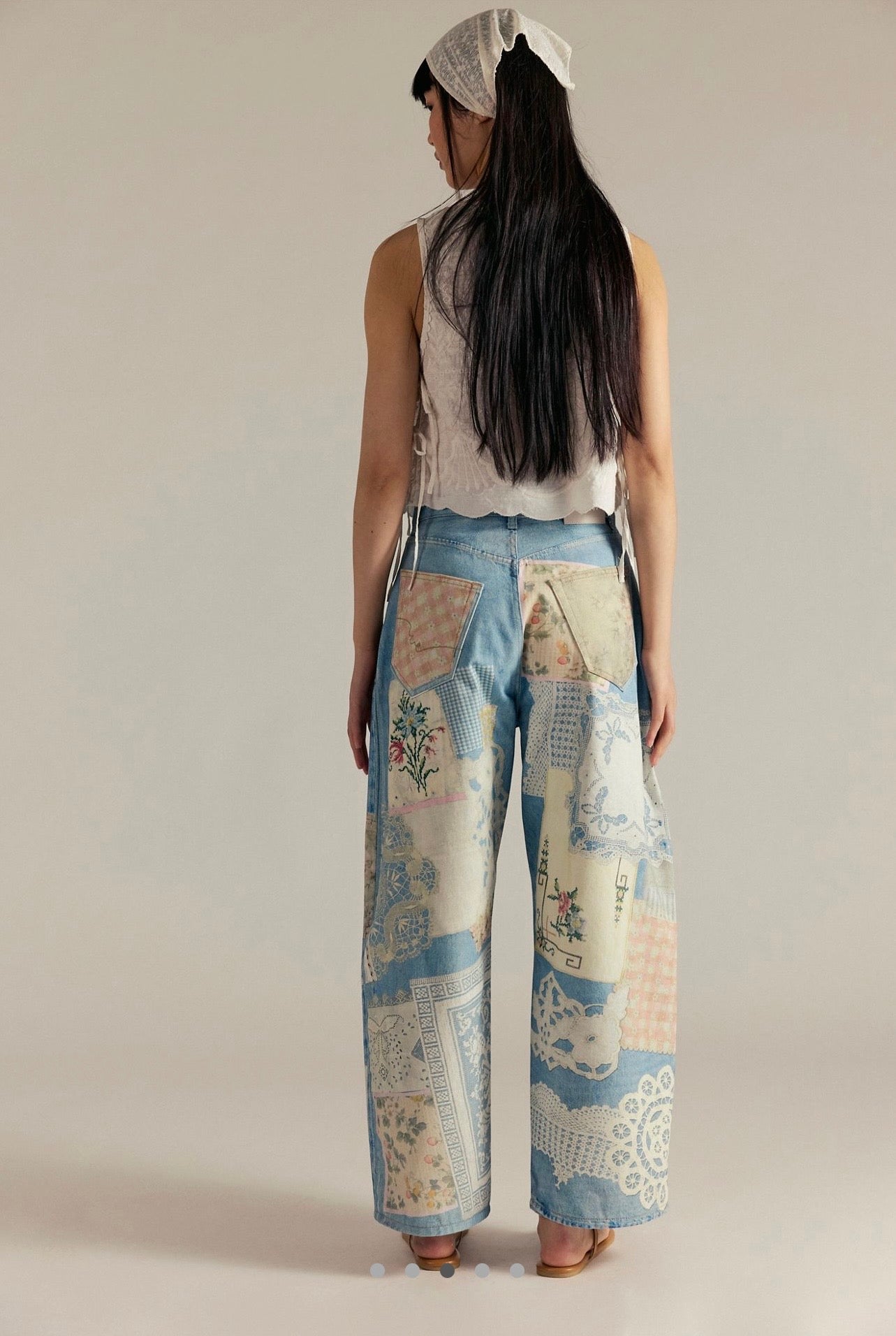 İthal Patchwork Relaxed Jean
