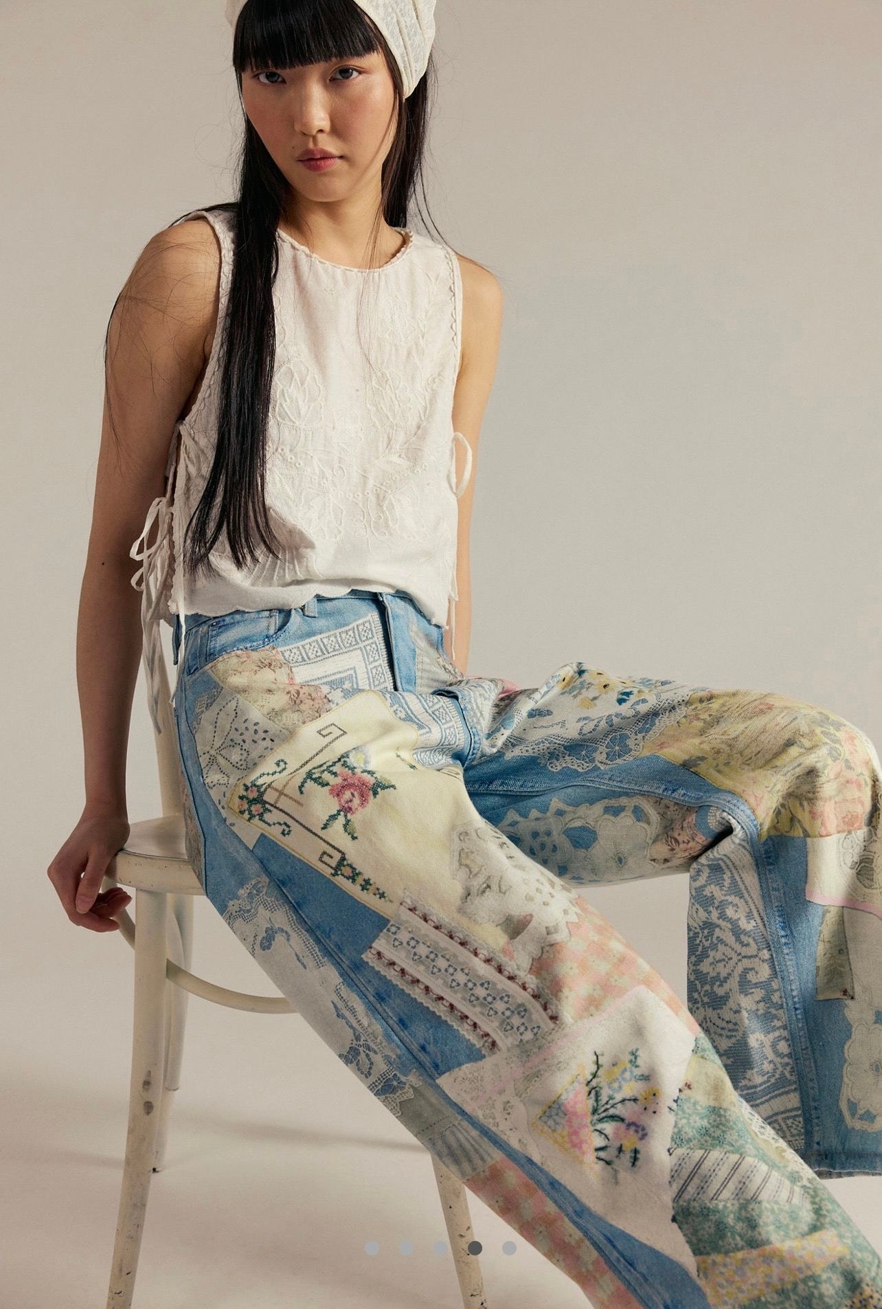 İthal Patchwork Relaxed Jean