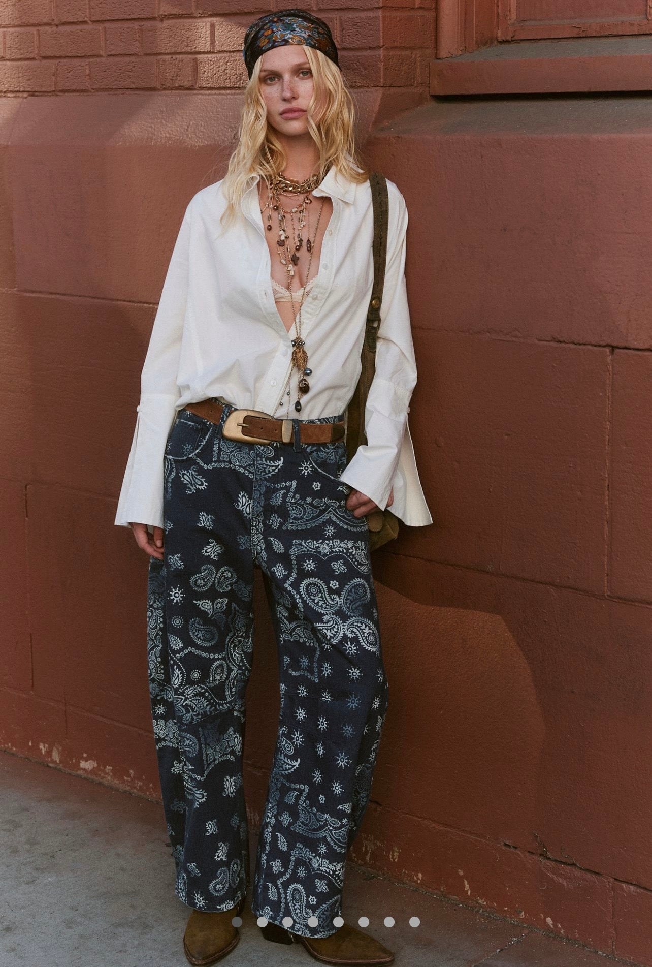 İthal Barrel Printed Jean Blue