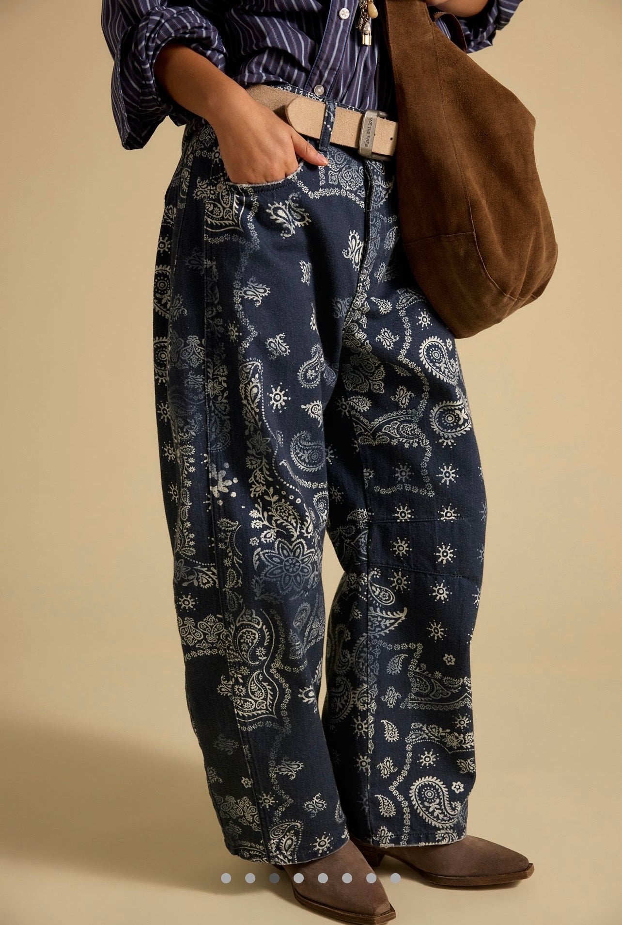 İthal Barrel Printed Jean Blue