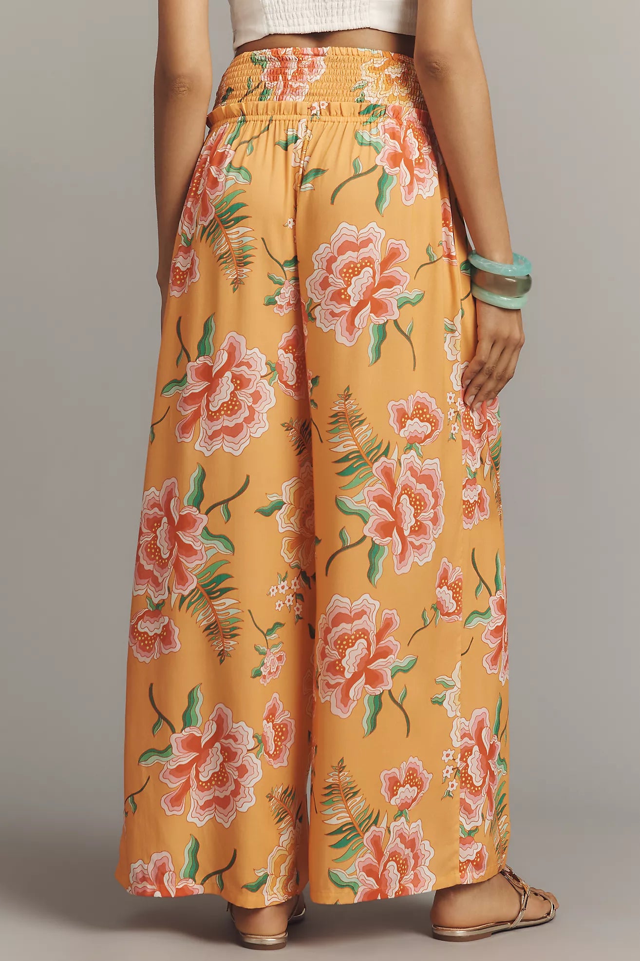 Farm Rio Smocked Floral Wide - Leg Pants