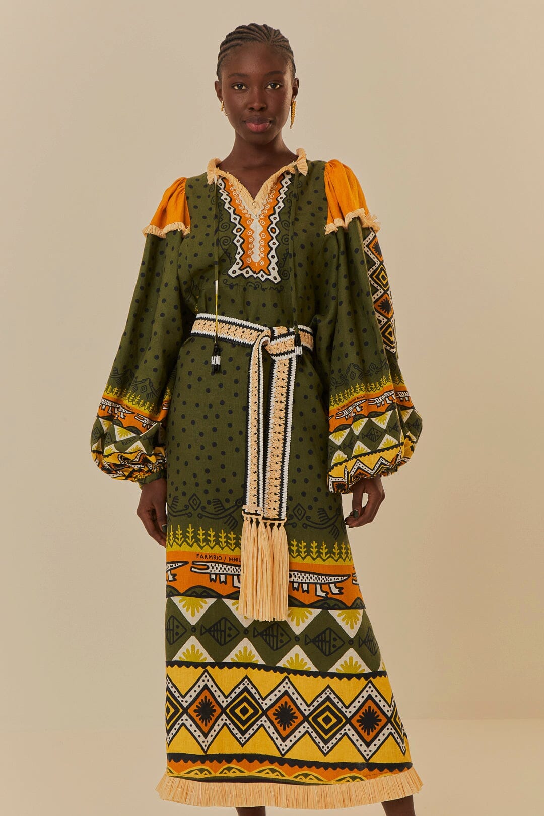 Farm Rio Creation Long Sleeve Midi Dress