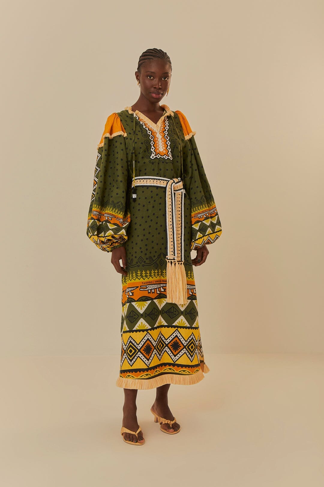 Farm Rio Creation Long Sleeve Midi Dress