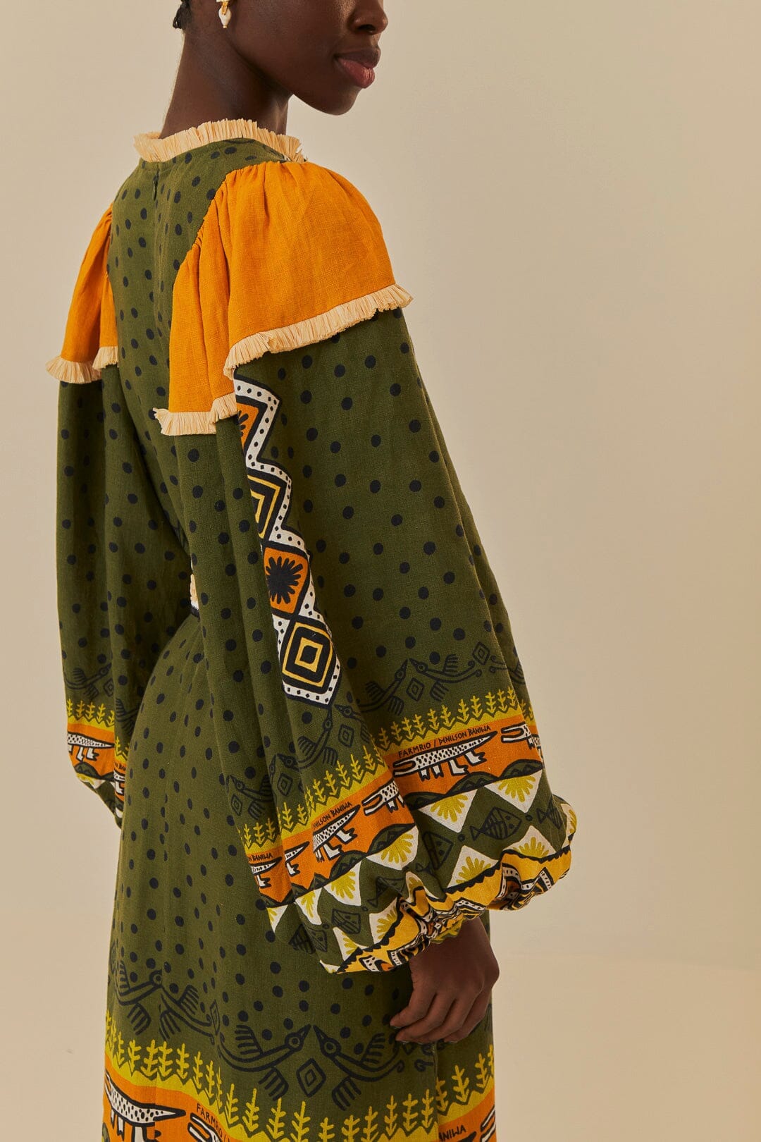 Farm Rio Creation Long Sleeve Midi Dress