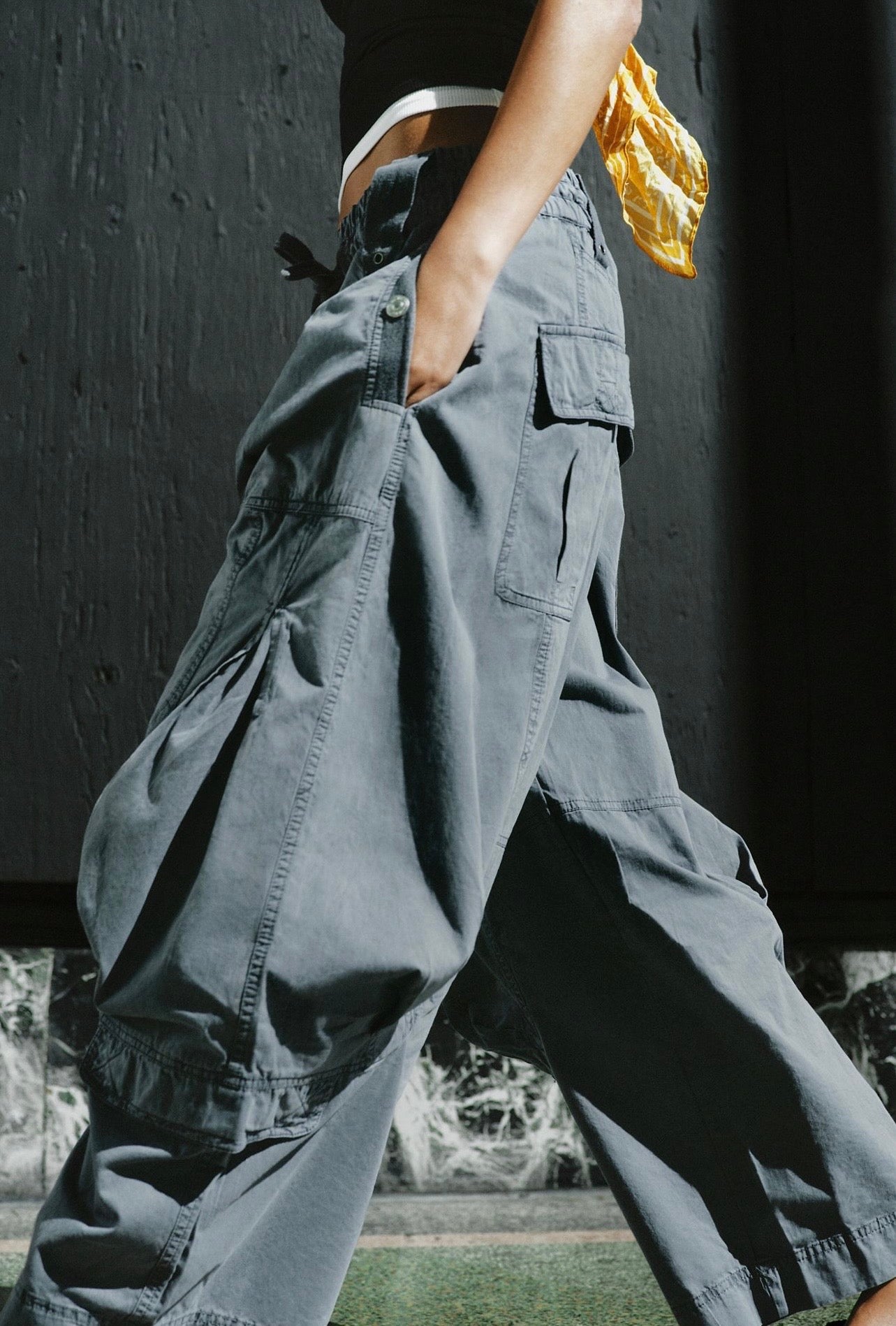 Free People Onset Parachute Trousers  Steel