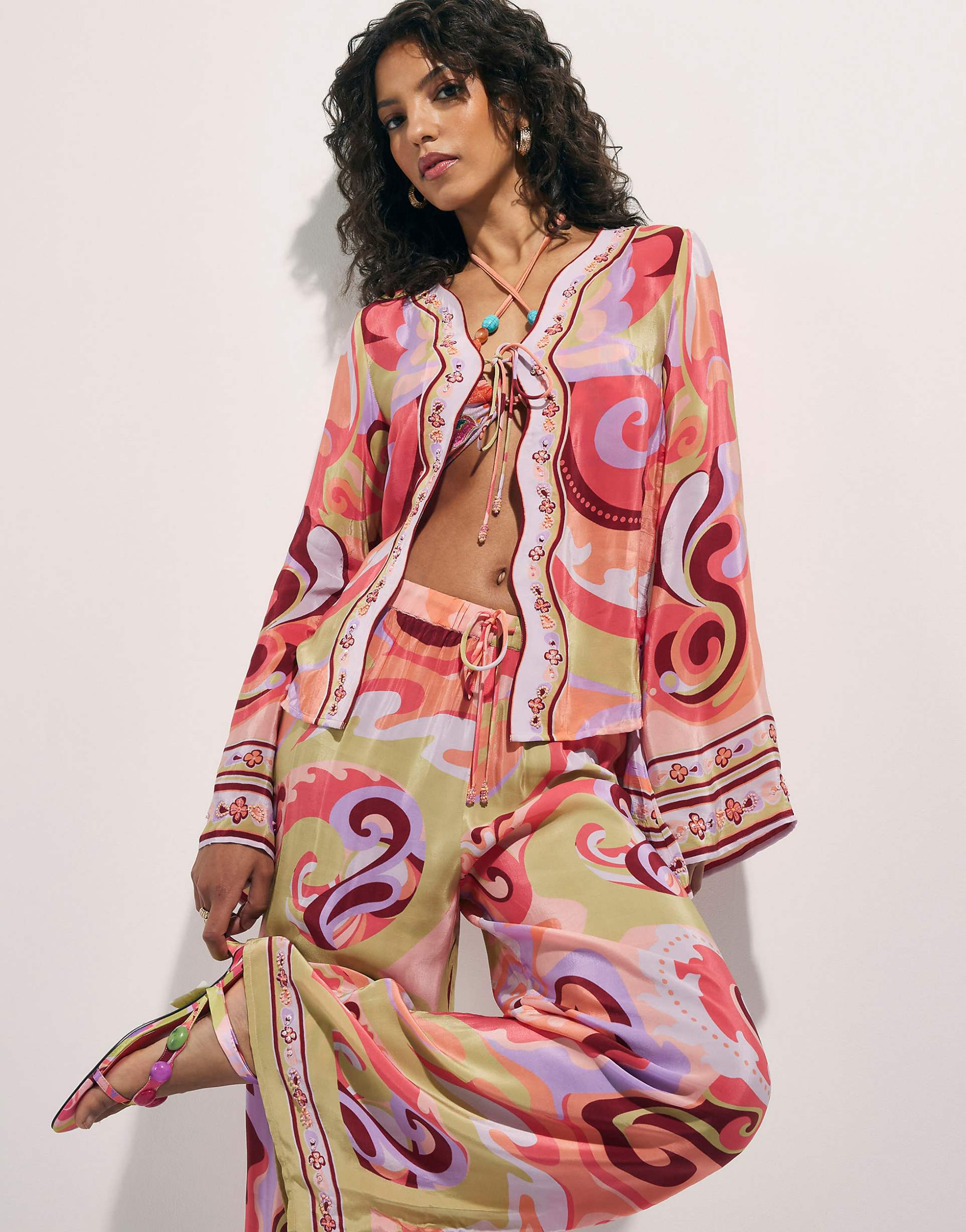 River Island Swirl Print Cover Up İn Orange
