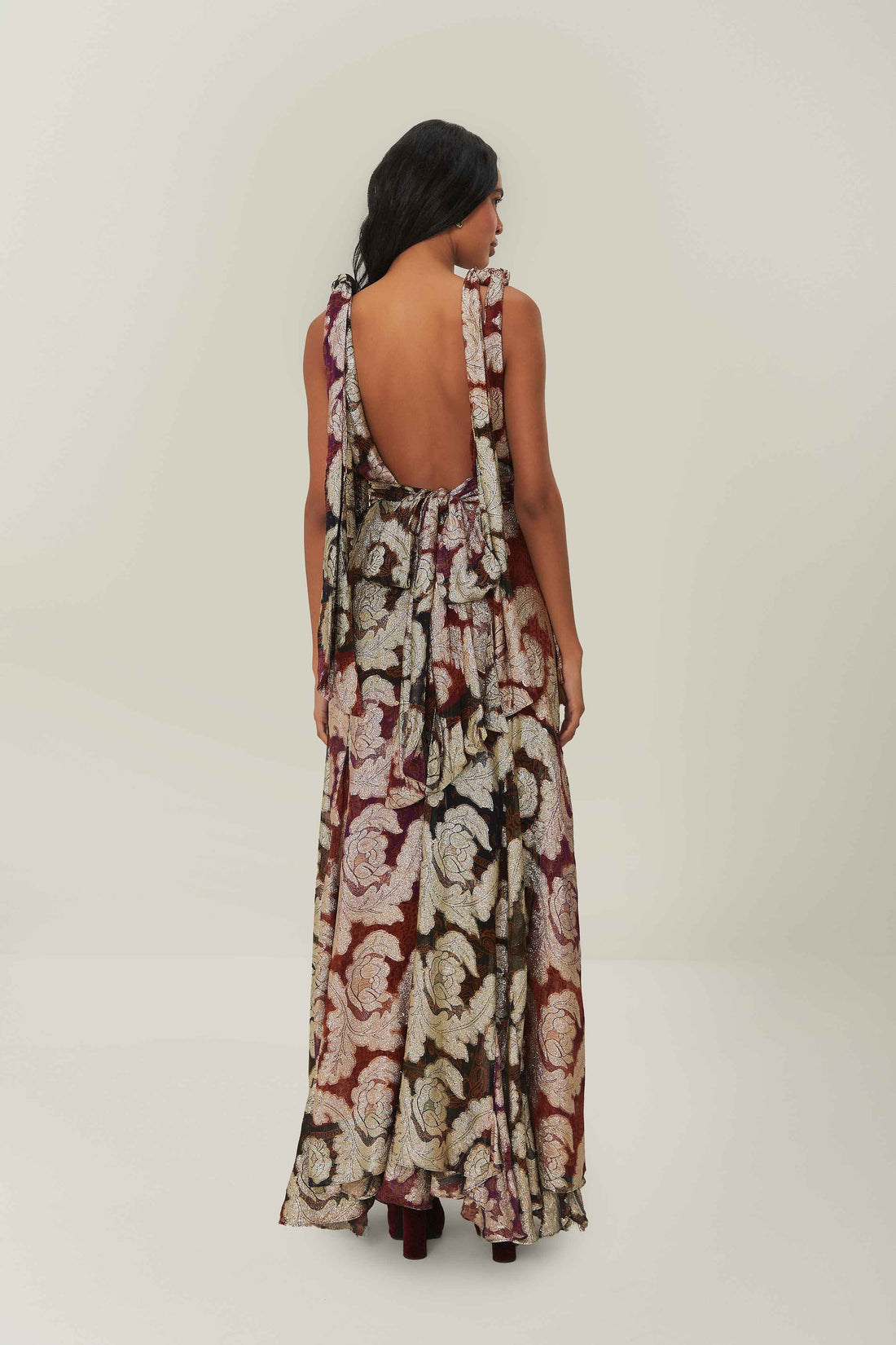 Farm Rio Jacquard Lurex Sleeveless Maxi Dress
