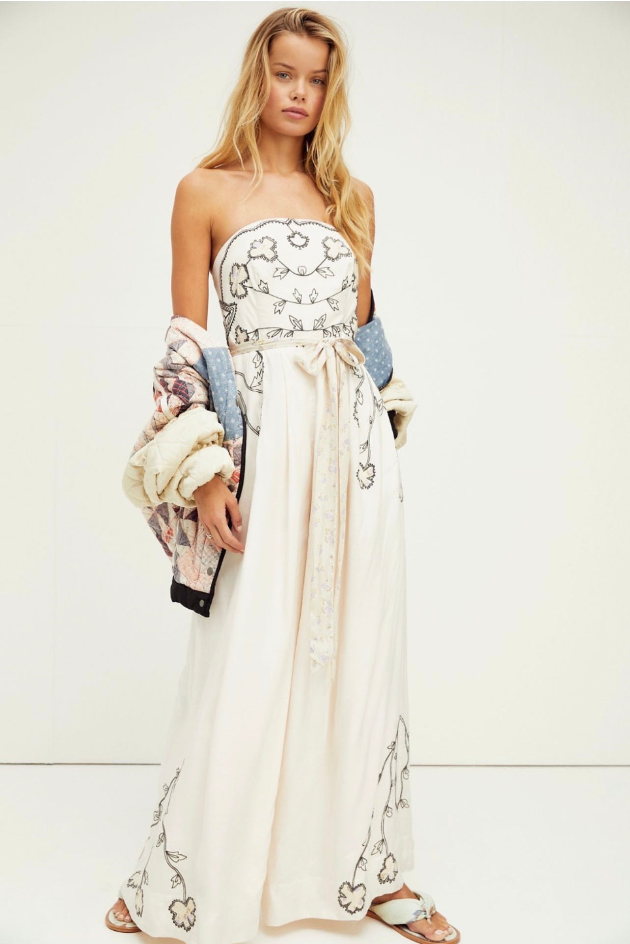 Fp Saten Nakış İşlemeli Tulum