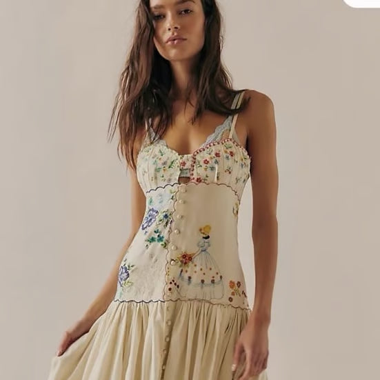 Fp Nakış Desenli Tasarım Elbise