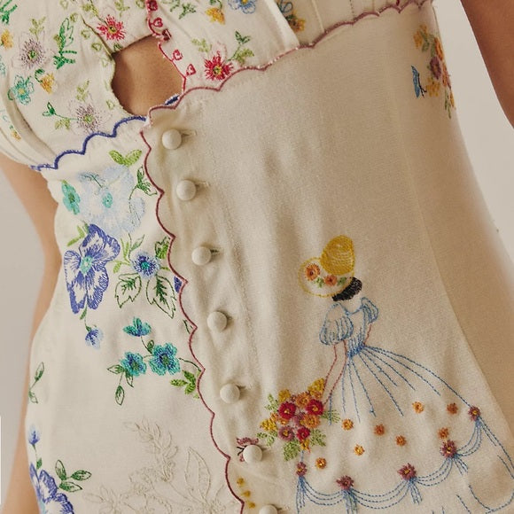 Fp Nakış Desenli Tasarım Elbise