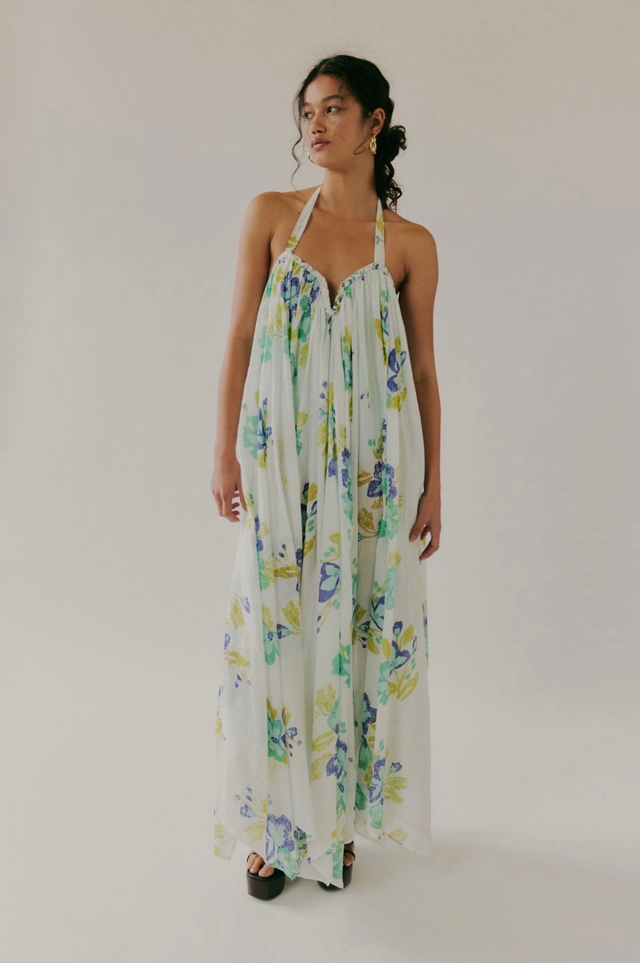 Julia Göğüs Desenli Elbise Yeşil