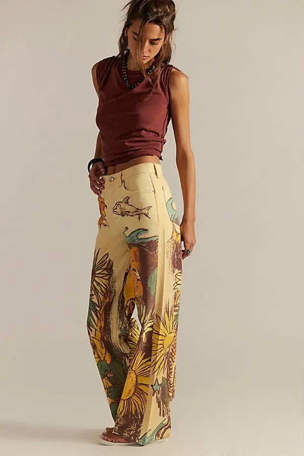 Fp Balık Desenli Jean