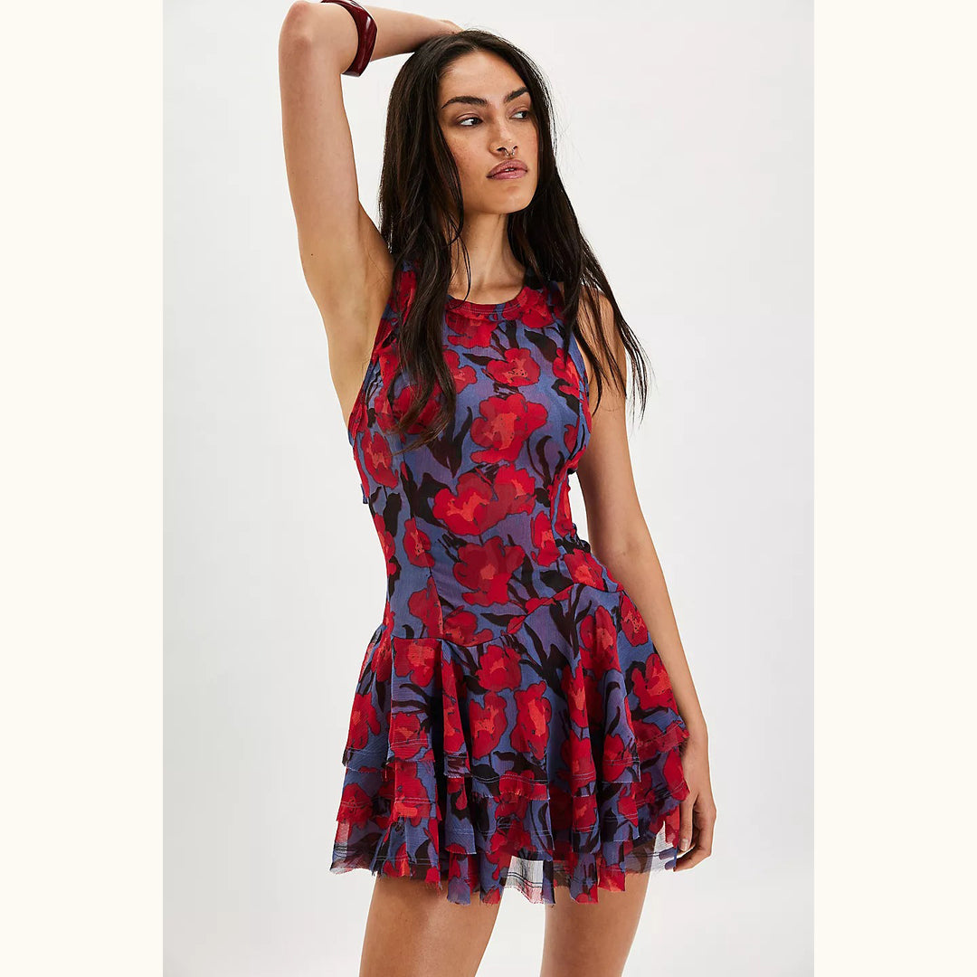 Fp Raven Printed Mini Dress Red
