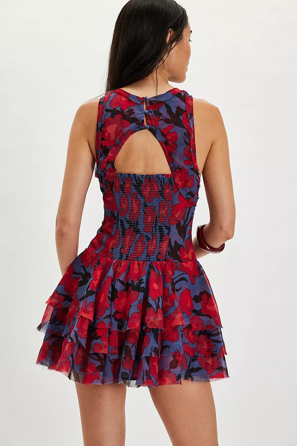 Fp Raven Printed Mini Dress Red