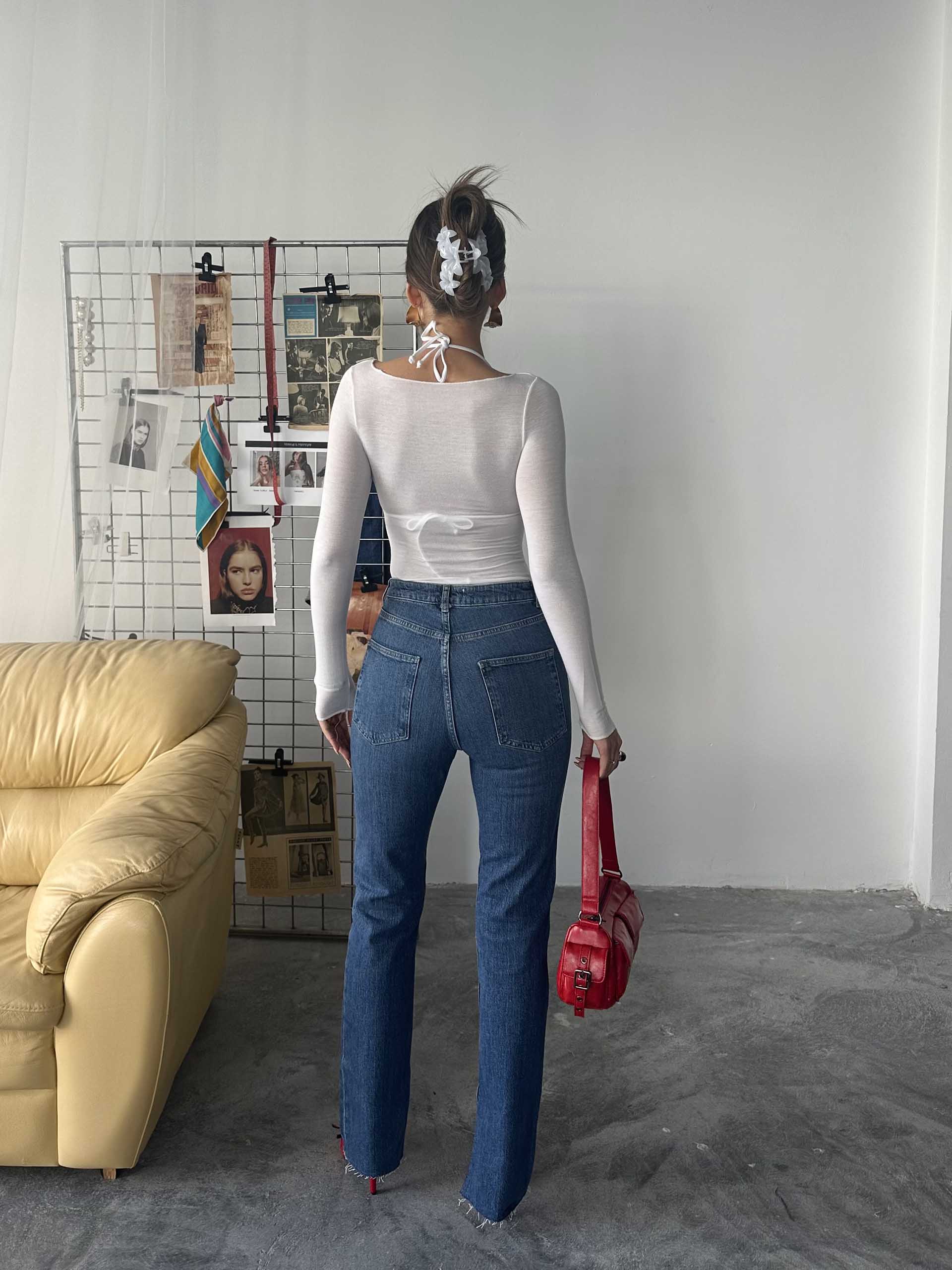 Ronja Yüksek Bel Kemer Detay Zara Jean Mavi