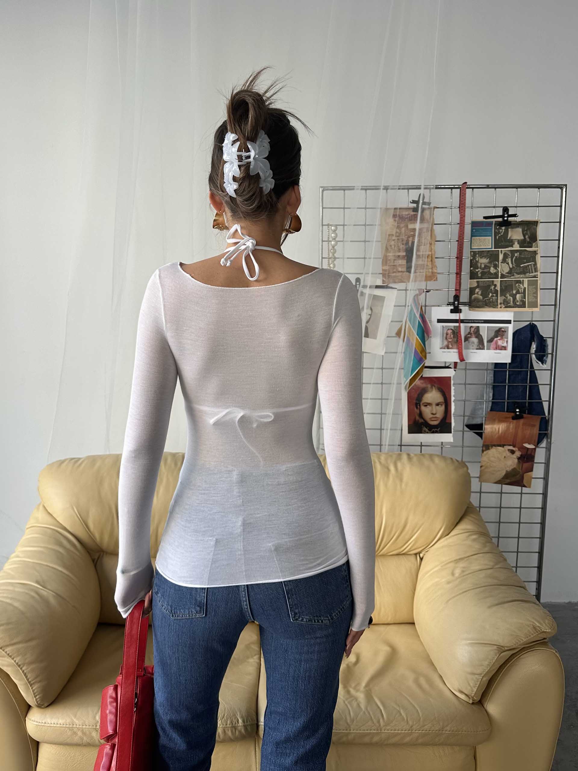 Minna Transparan Bluz Beyaz