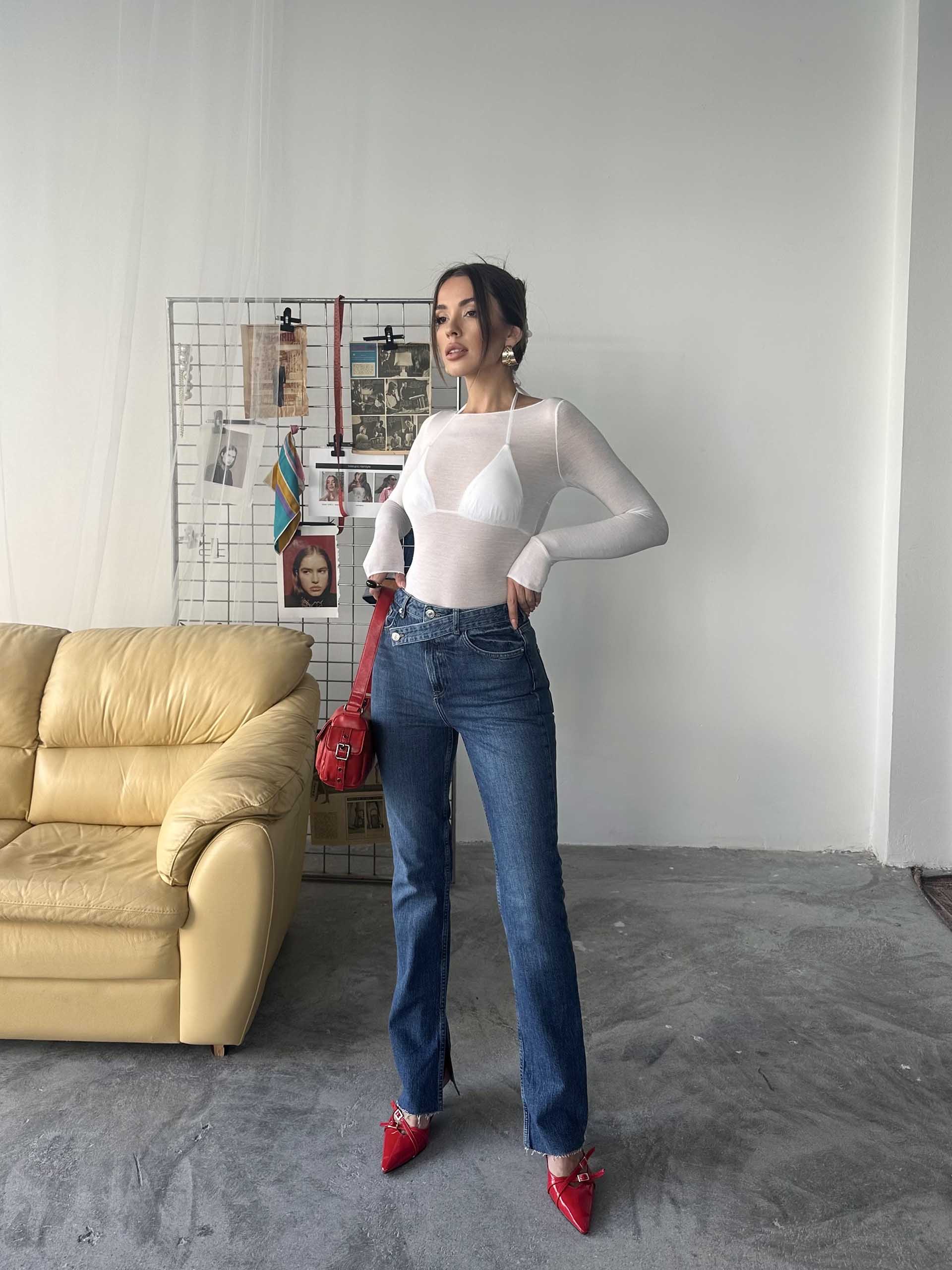 Ronja Yüksek Bel Kemer Detay Zara Jean Mavi