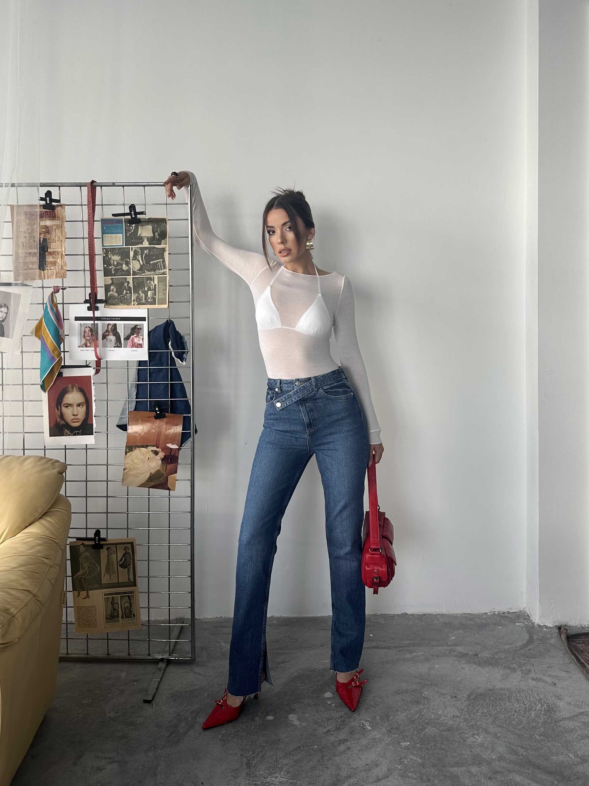 Ronja Yüksek Bel Kemer Detay Zara Jean Mavi