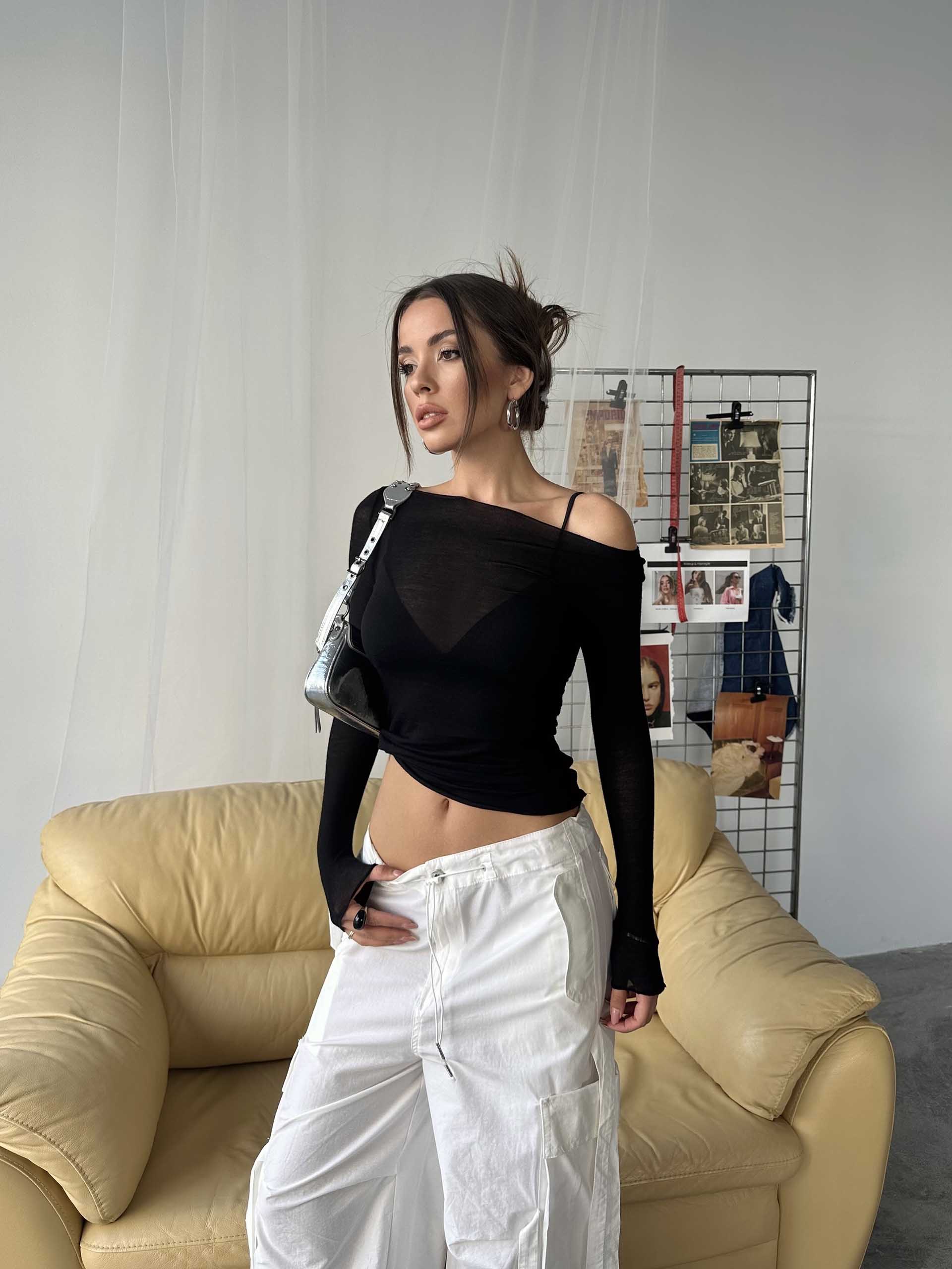 Minna Transparan Bluz Siyah