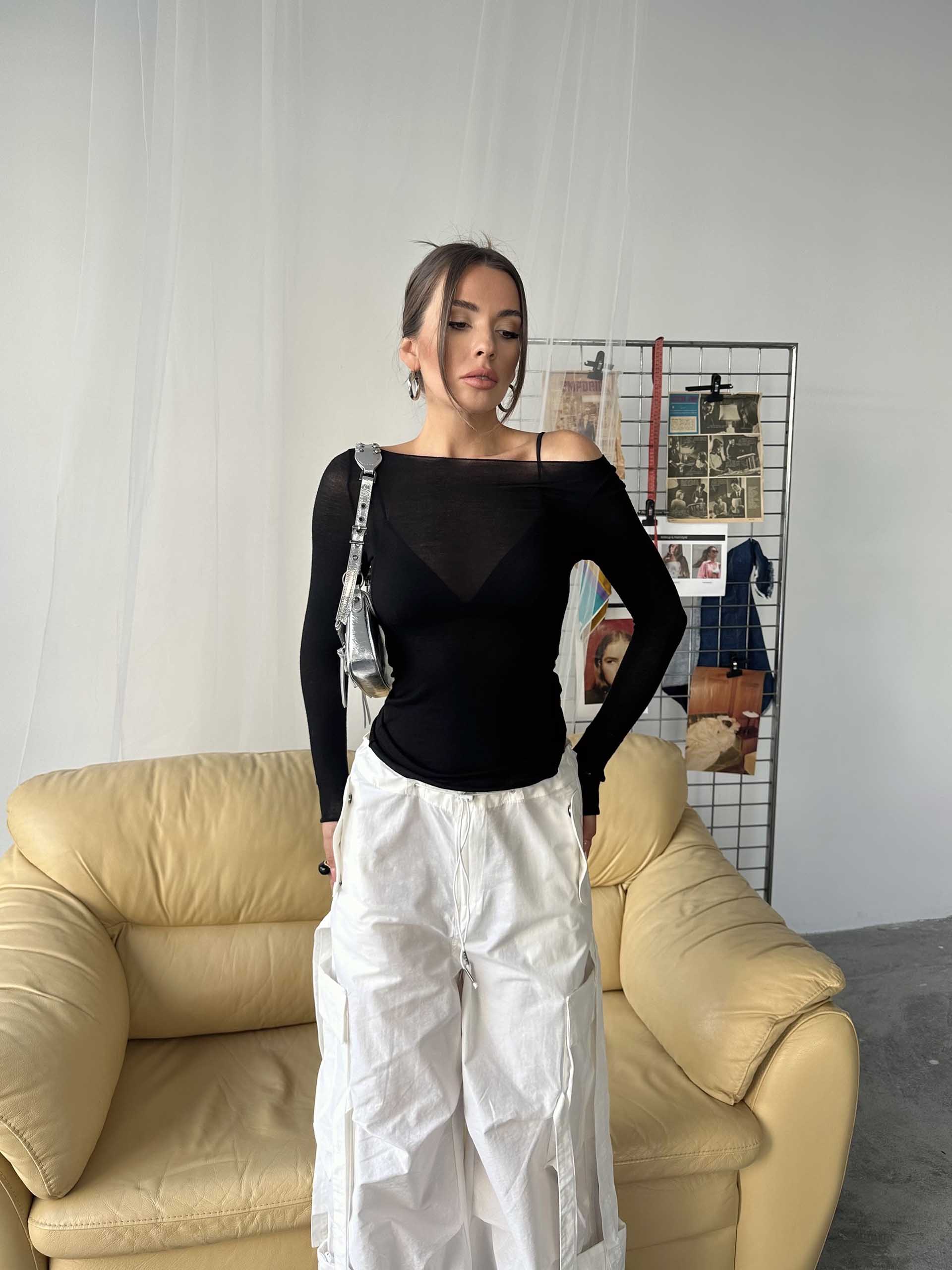 Minna Transparan Bluz Siyah