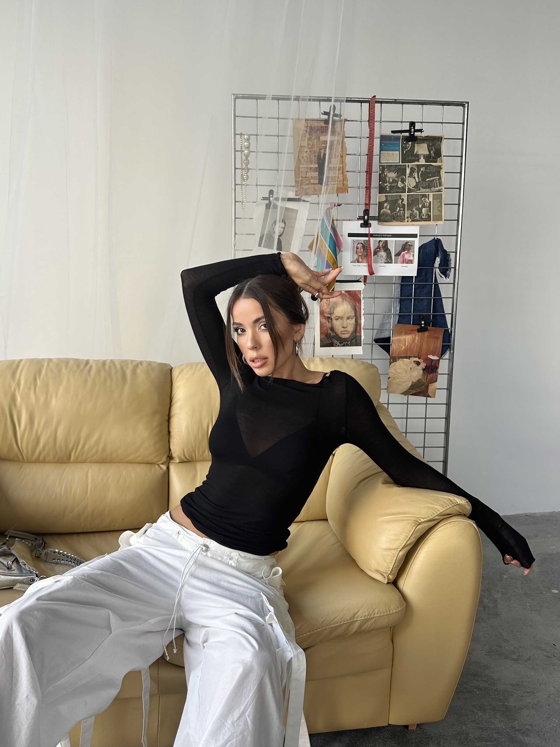 Minna Transparan Bluz Siyah