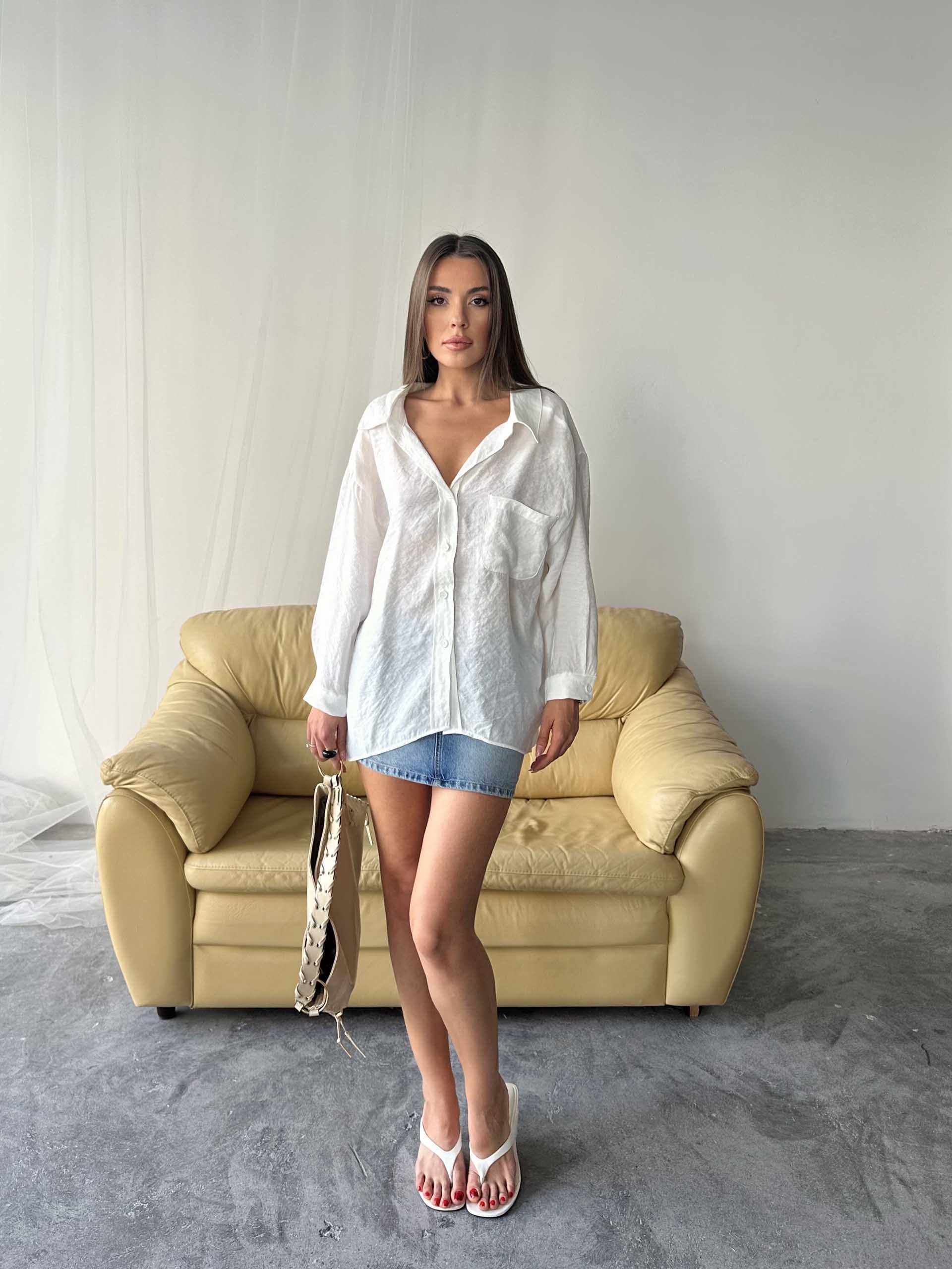 Maya Oversized Gömlek Beyaz