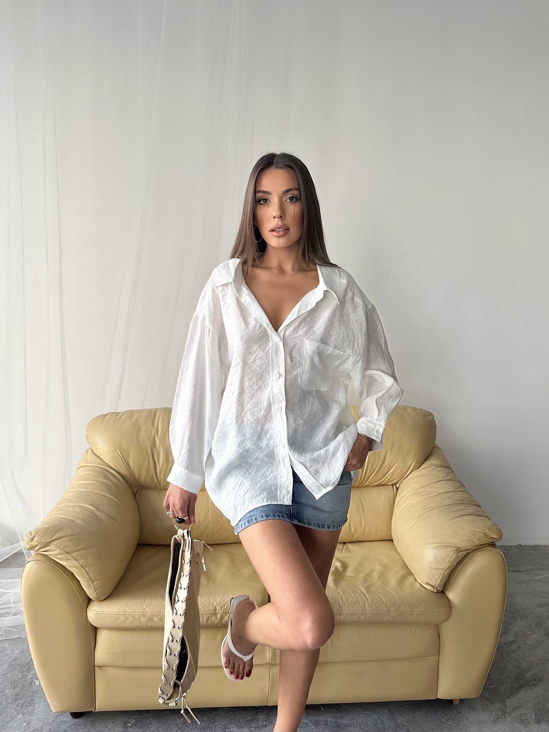 Maya Oversized Gömlek Beyaz