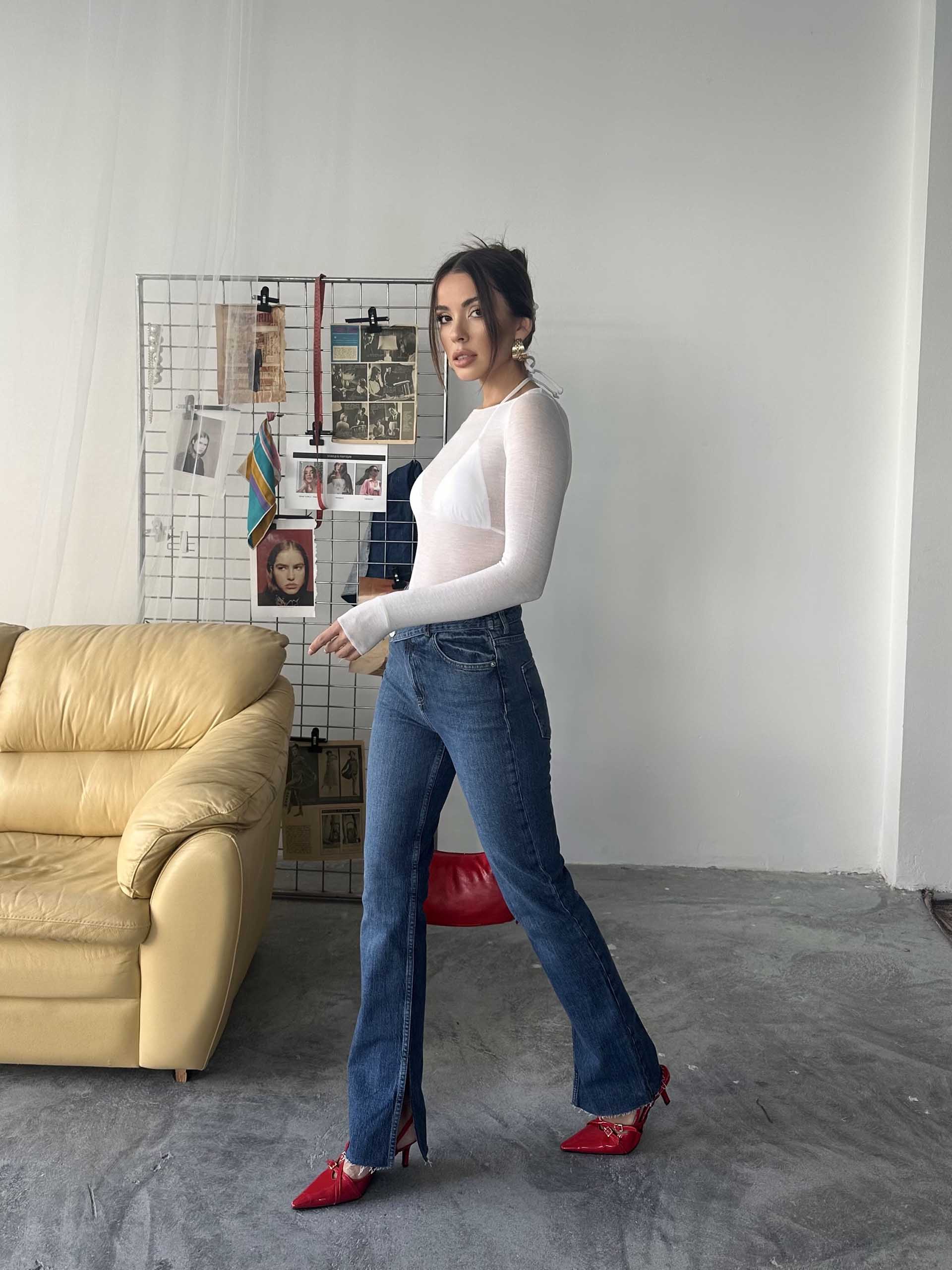 Ronja Yüksek Bel Kemer Detay Zara Jean Mavi