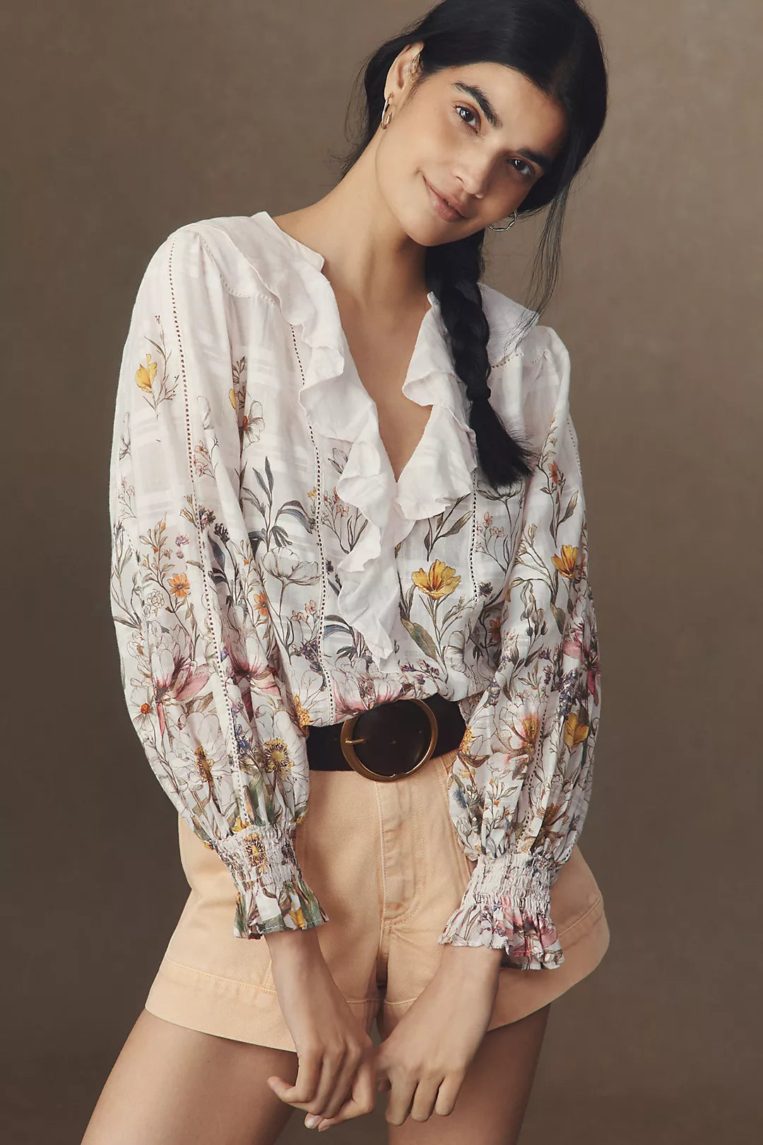 V Neck Ruffle Blouse