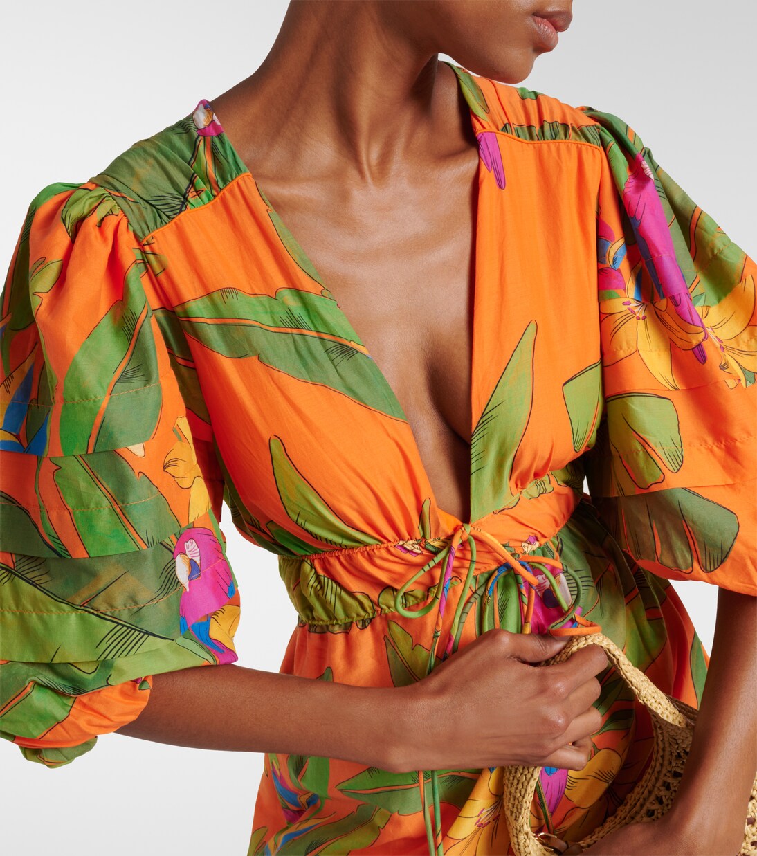 Orange Fresh Macaws Midi Dress
