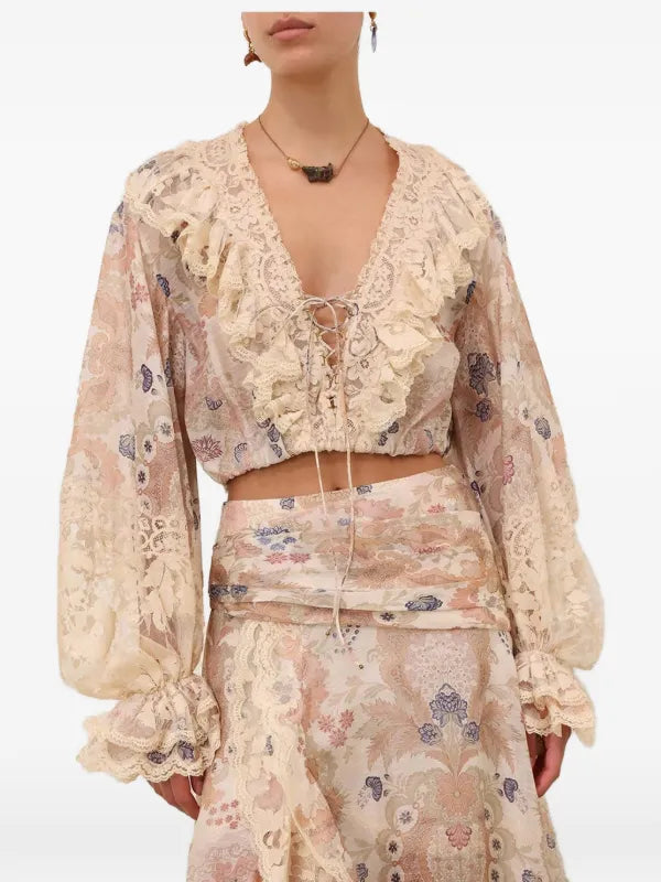 Rebellion Ruffled Laci Maxi Skirt Blouse