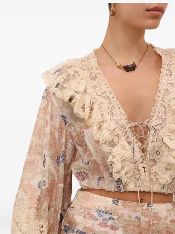 Rebellion Ruffled Laci Maxi Skirt Blouse