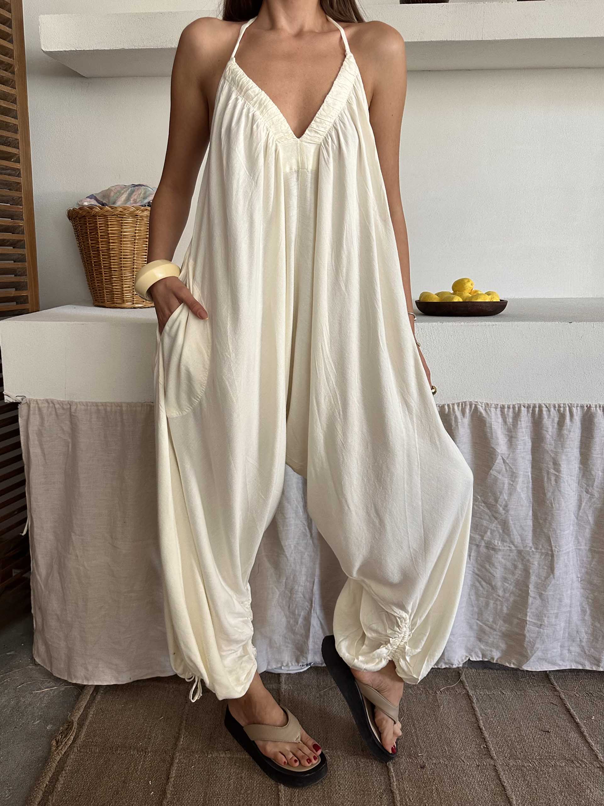 Gabriella Freepeople İthal Tulum Beyaz